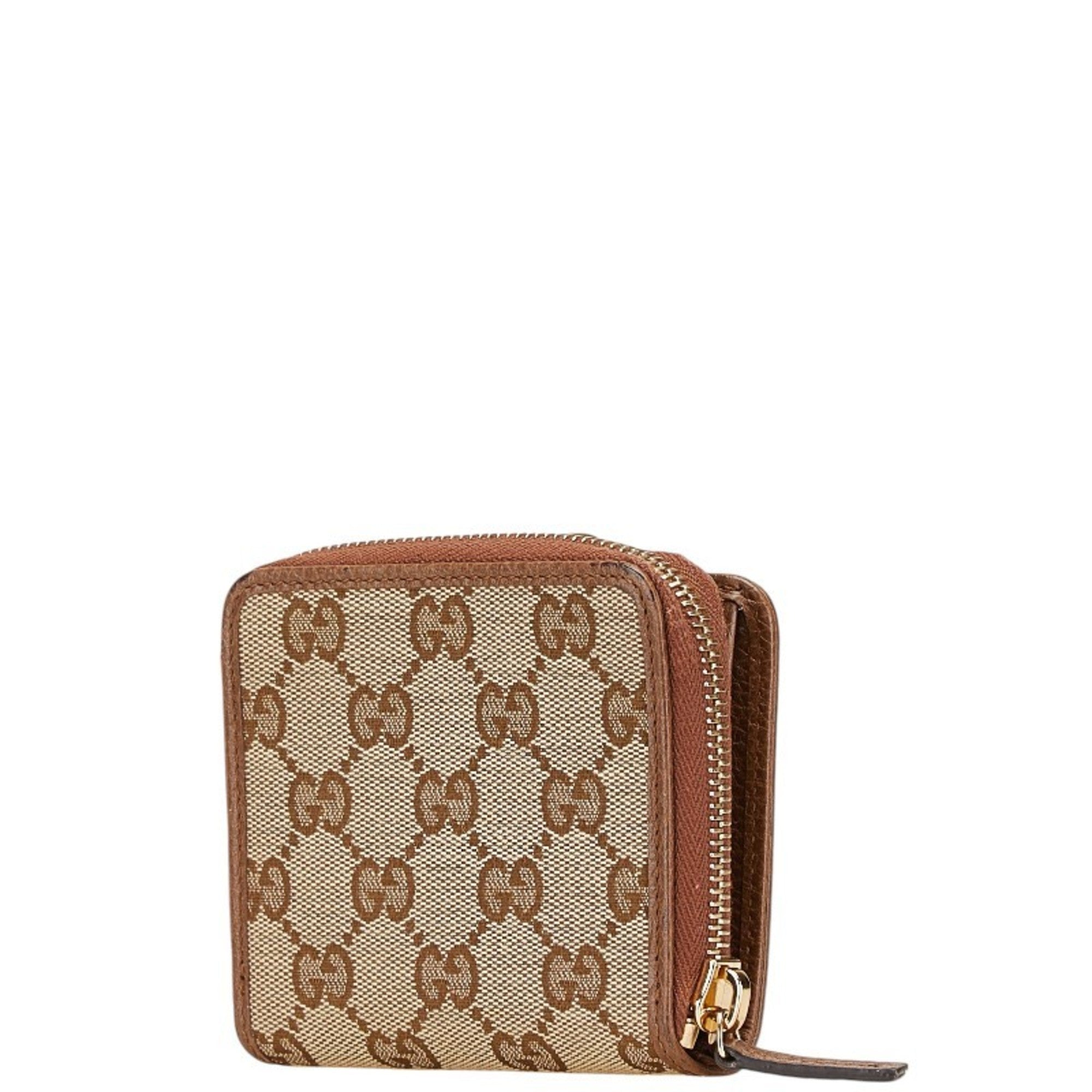 Gucci Beige Brown Canvas Leather Wallet (Bi-Fold) (Pre-Owned)