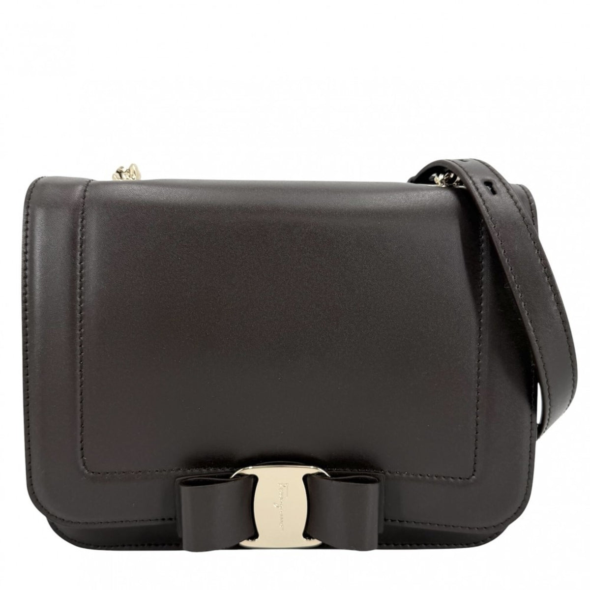 Salvatore Ferragamo Brown Leather Shoulder Bag (Pre-Owned)
