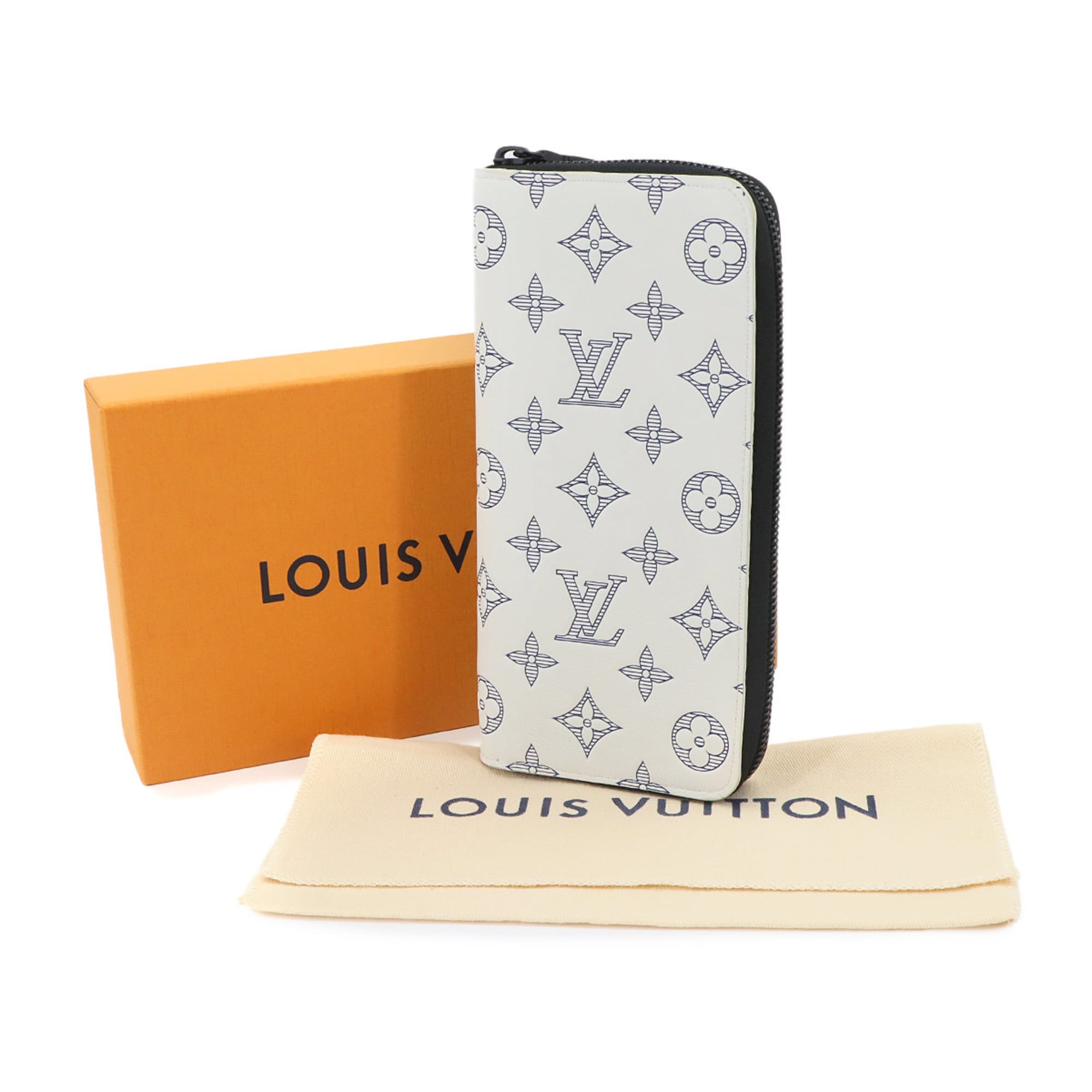 Louis Vuitton Black Monogram Navy White Monogram Shadow Long Wallet (Bi-Fold) (Pre-Owned)