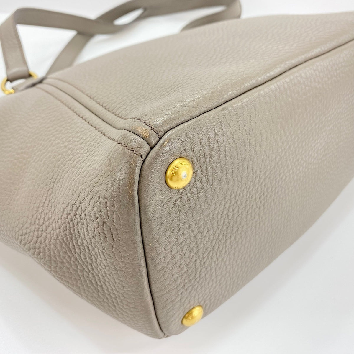 Prada Gray Leather Tote Bag (Pre-Owned)