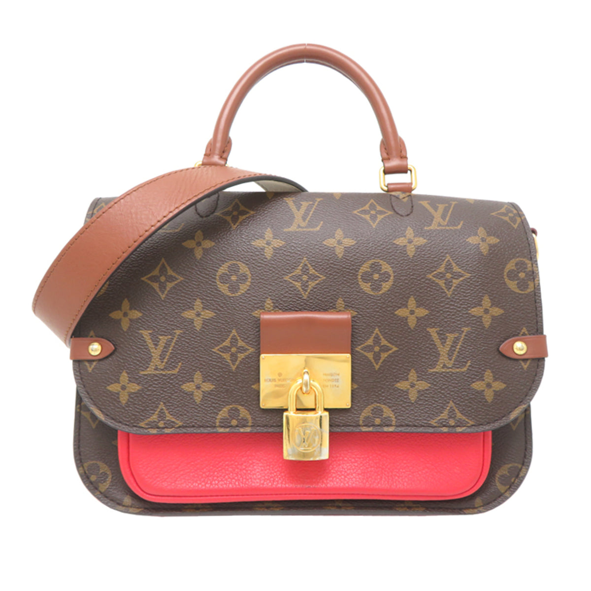 Louis Vuitton Brown Red Color Monogram Handbag (Pre-Owned)