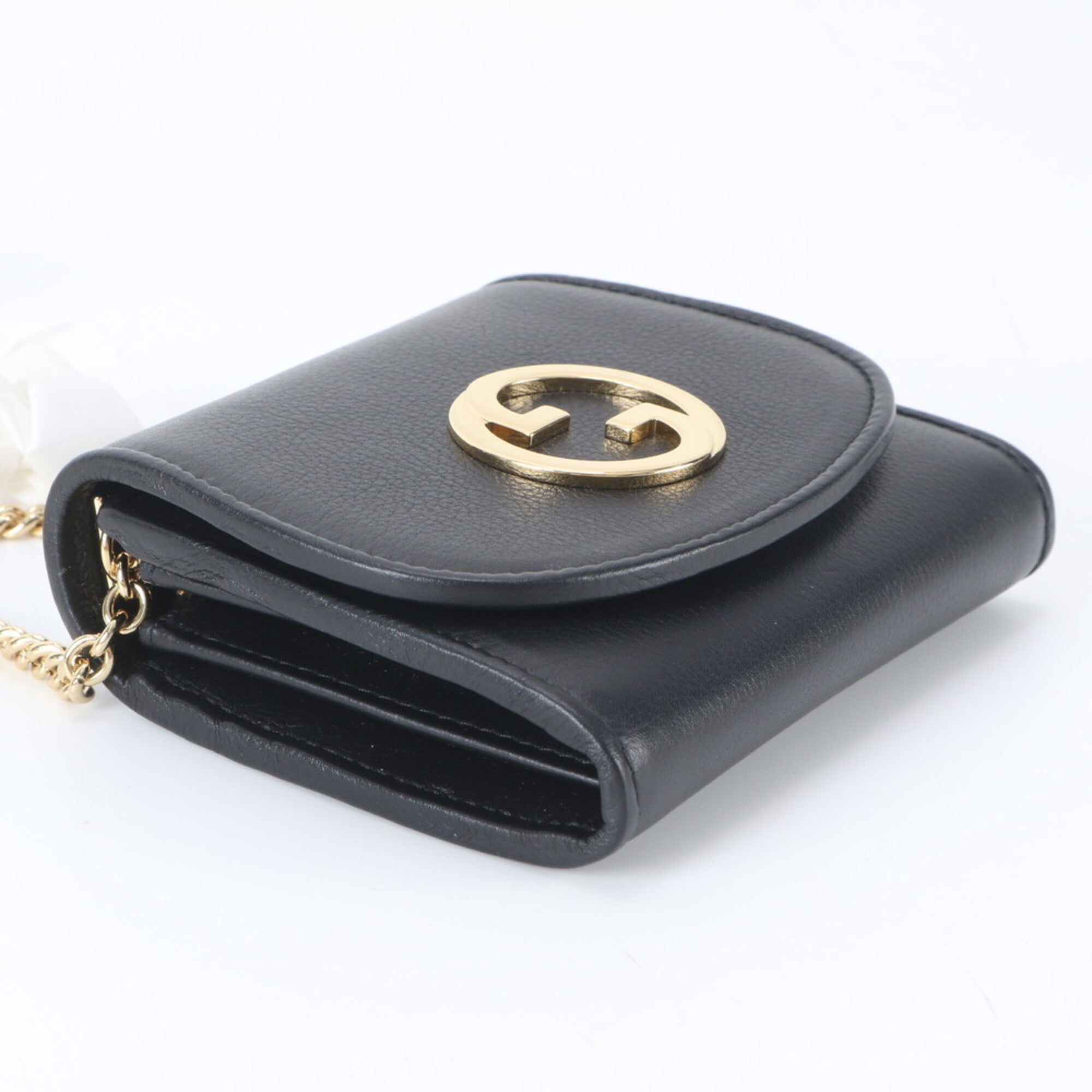 Gucci Black Leather Chain/Shoulder Wallet (Pre-Owned)