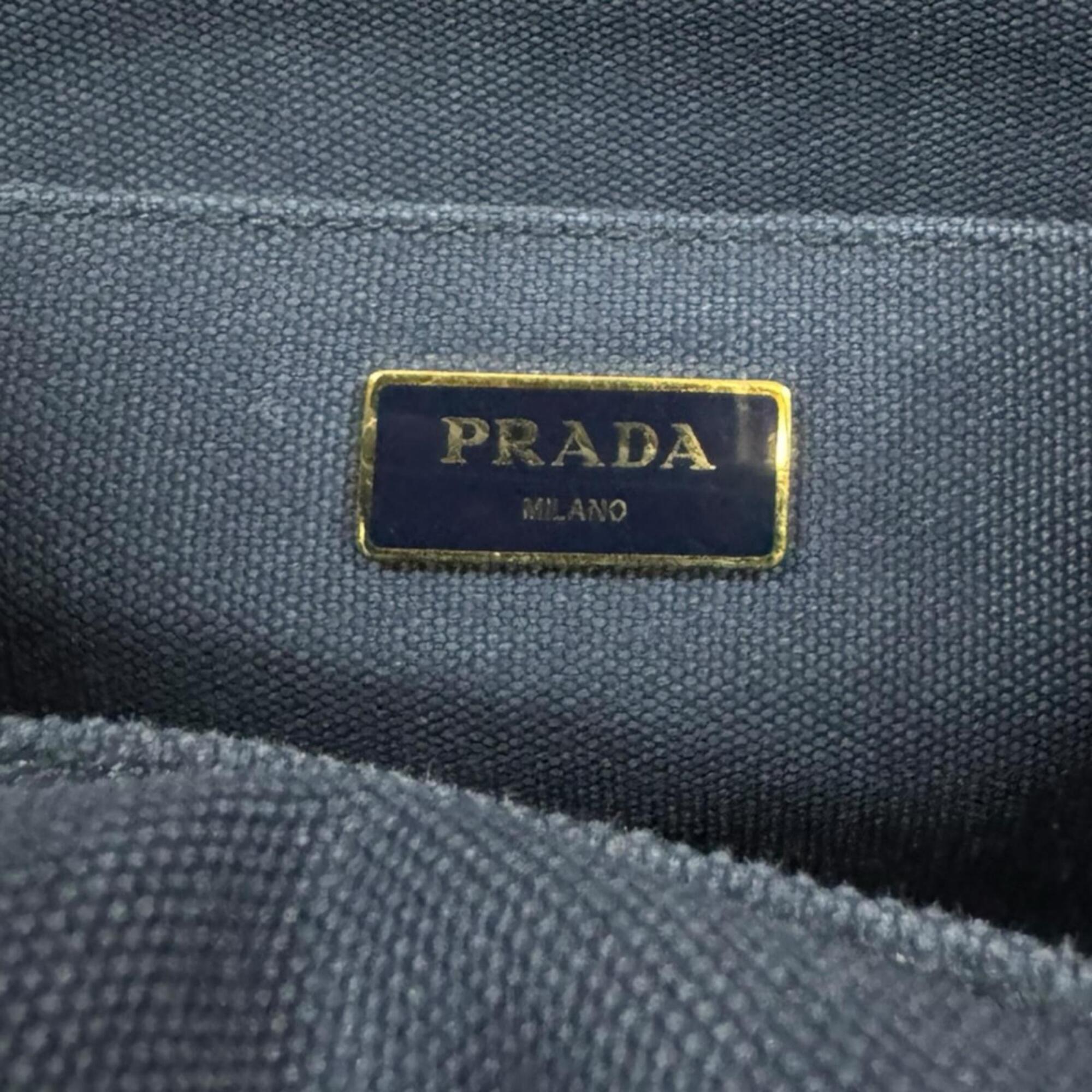 Prada Navy Canvas Shoulder Bag (Pre-Owned)