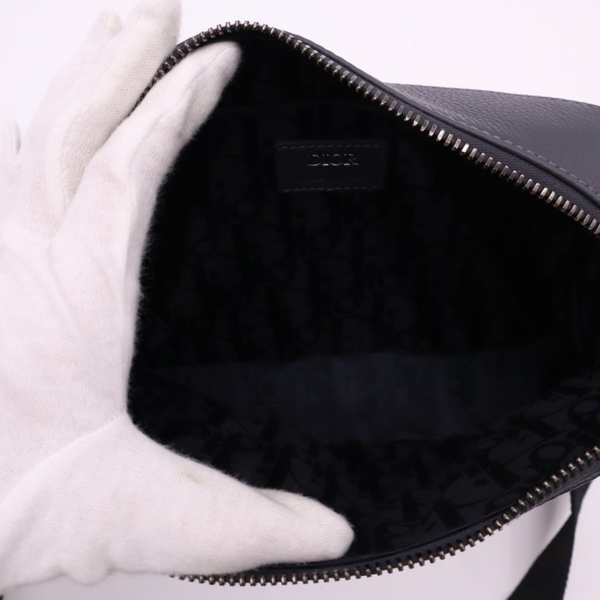 Christian Dior Gray Leather Messenger Bag Shoulder Bag (Pre-Owned)