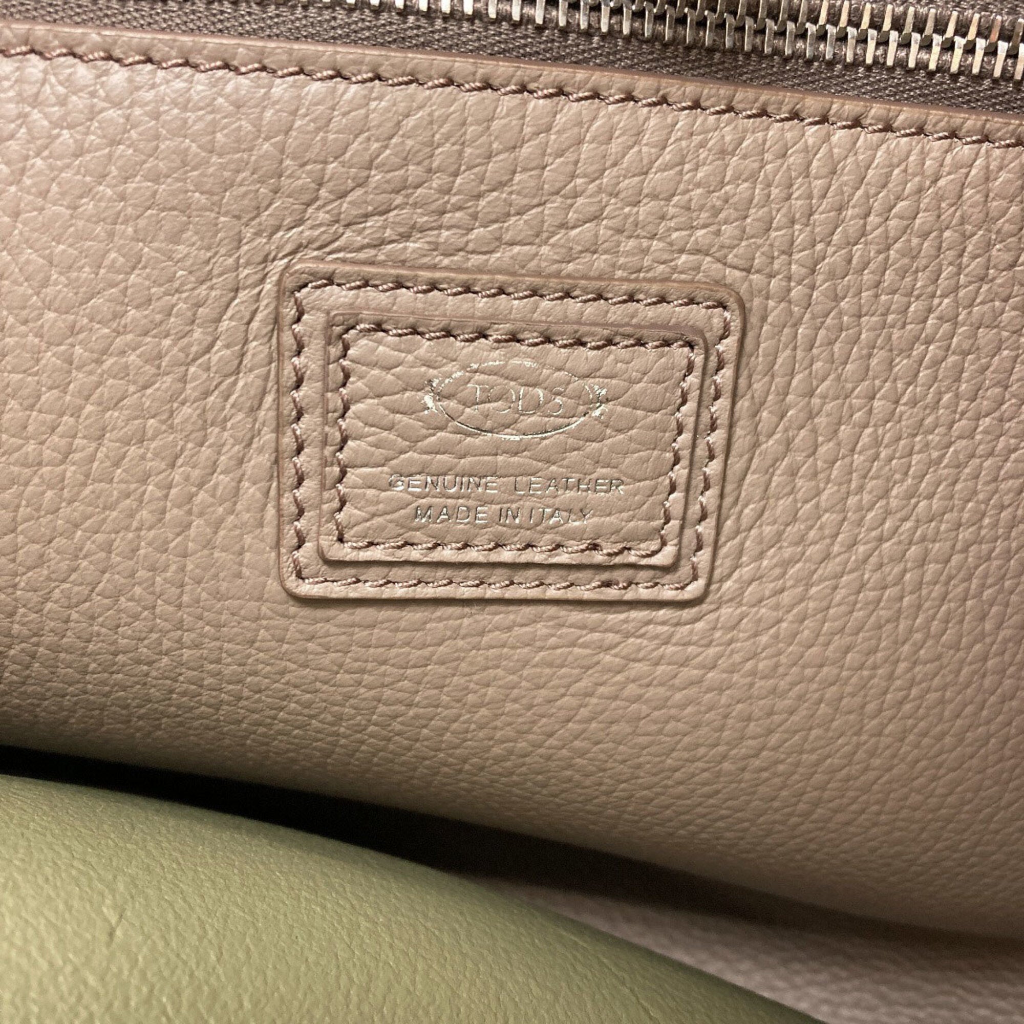 Tod's Grayish Leather Tote Bag (Pre-Owned)