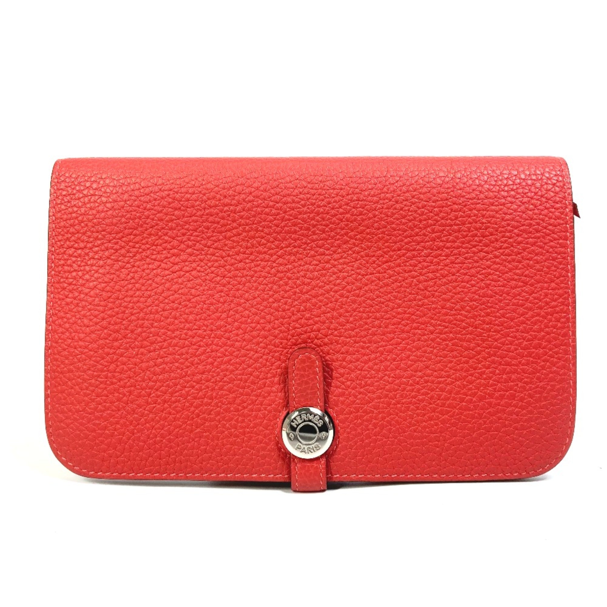 Hermes Red Leather Long Wallet (Bi-Fold) (Pre-Owned)