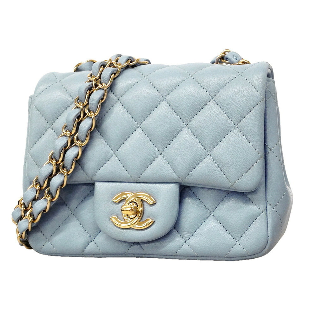 Chanel Light Blue Leather Shoulder Bag (Pre-Owned)