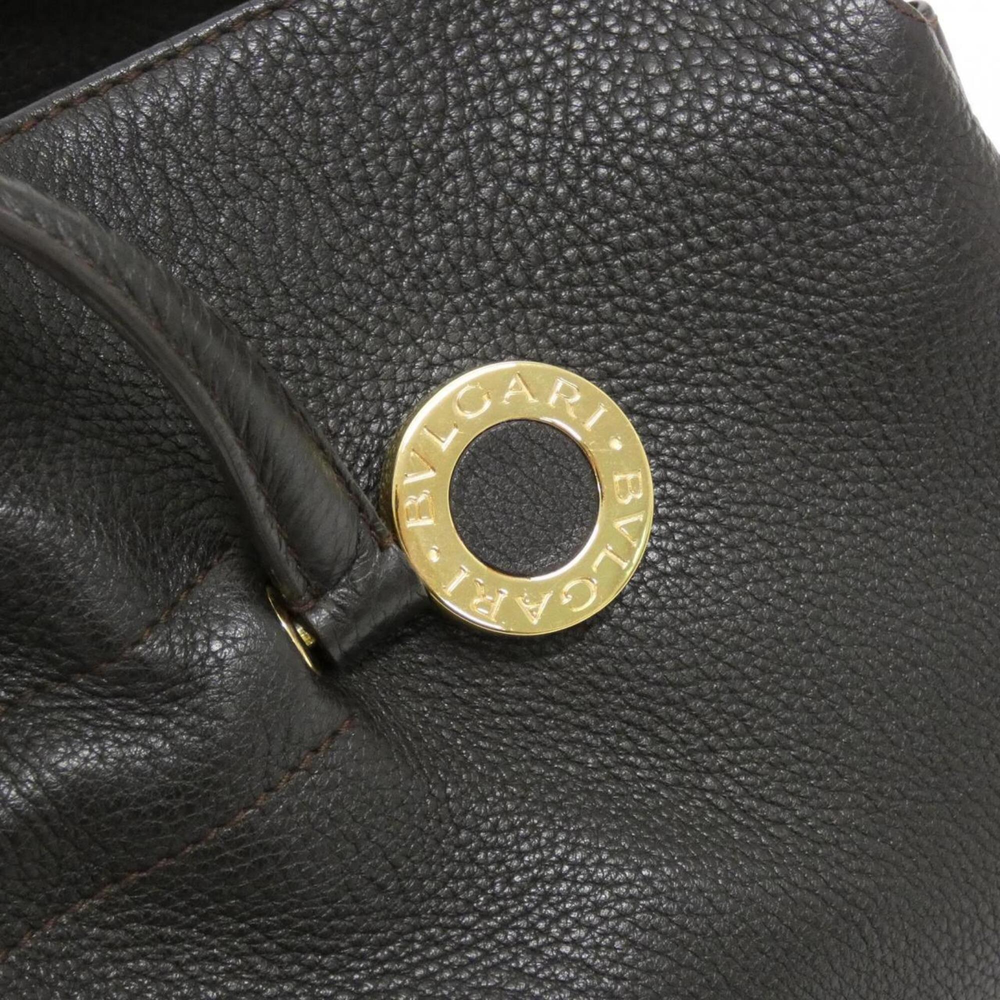 Bvlgari Dark Brown Leather Shoulder Bag (Pre-Owned)