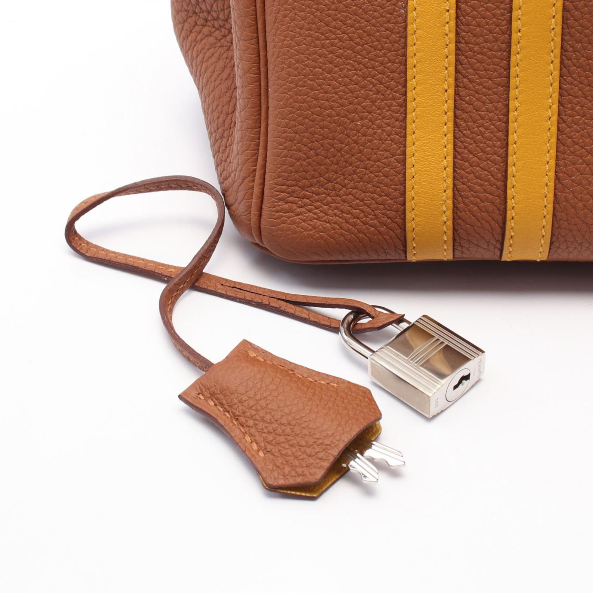 Hermes Brown Gold Yellow Togo Leather Swift Leather Handbag (Pre-Owned)
