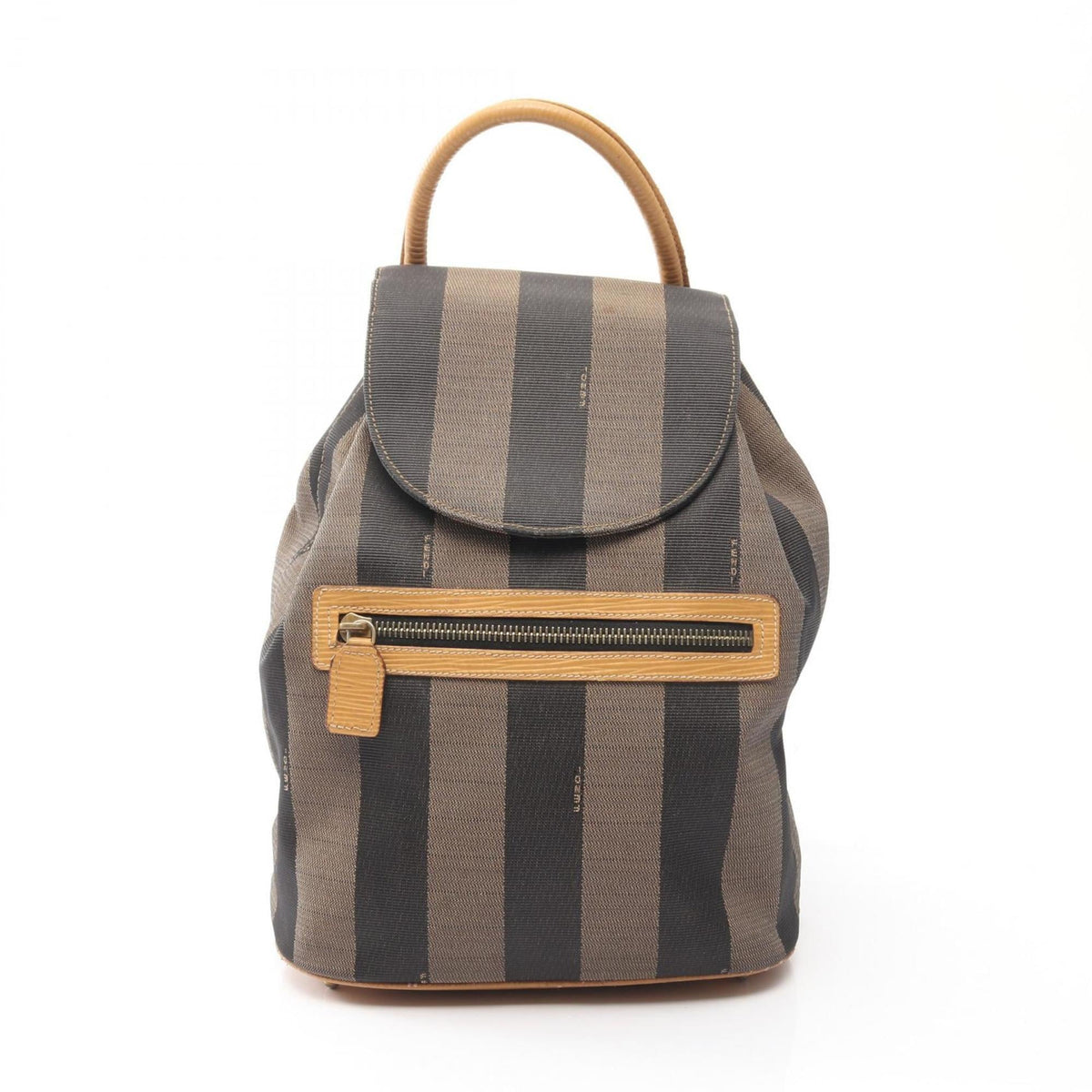 Fendi Beige Black Brown Canvas Leather Backpack Handbag (Pre-Owned)