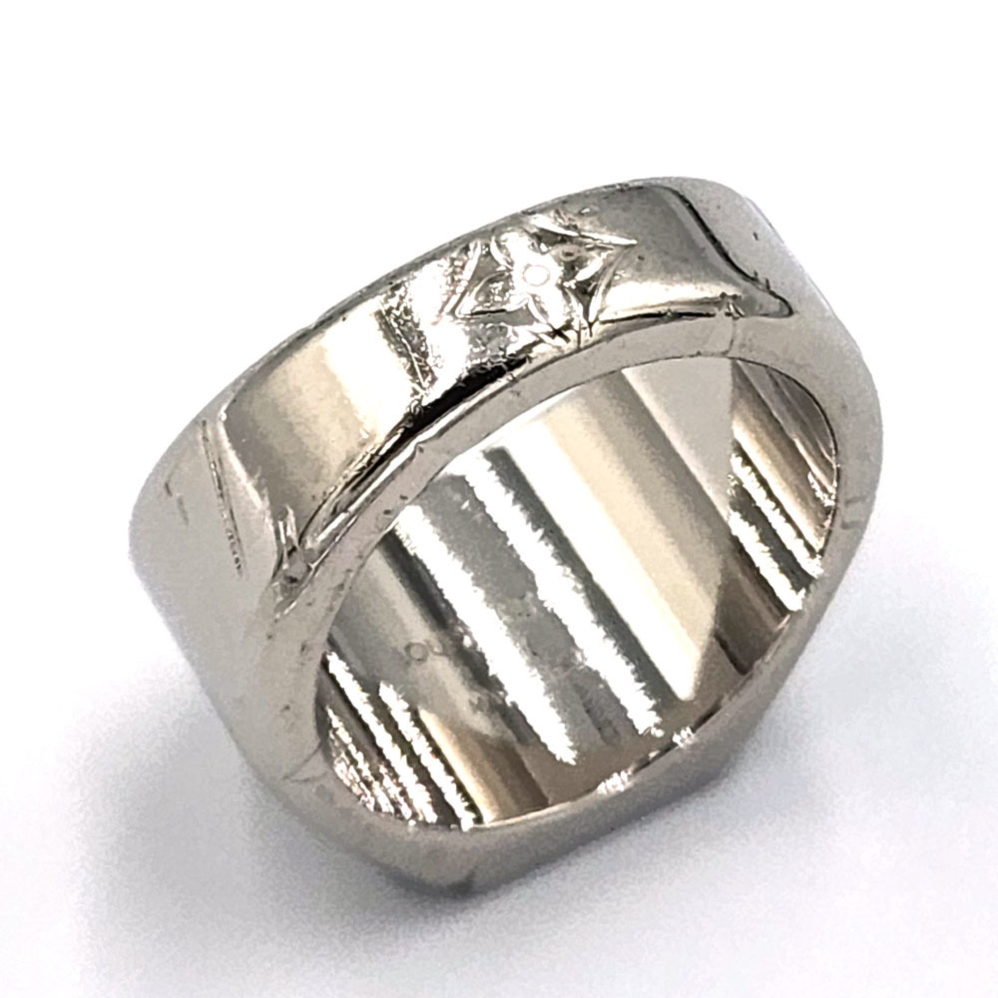 Louis Vuitton Silver Metal Band Ring (Pre-Owned)