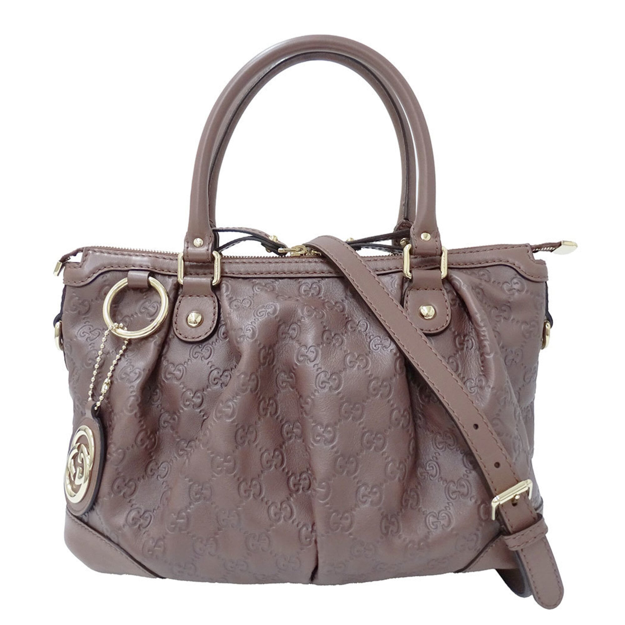 Gucci Brown Leather Handbag Shoulder Bag (Pre-Owned)