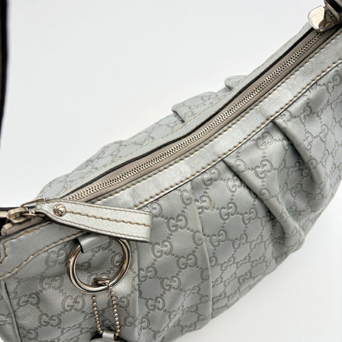 Gucci Metallic Silver Leather Shoulder Bag (Pre-Owned)