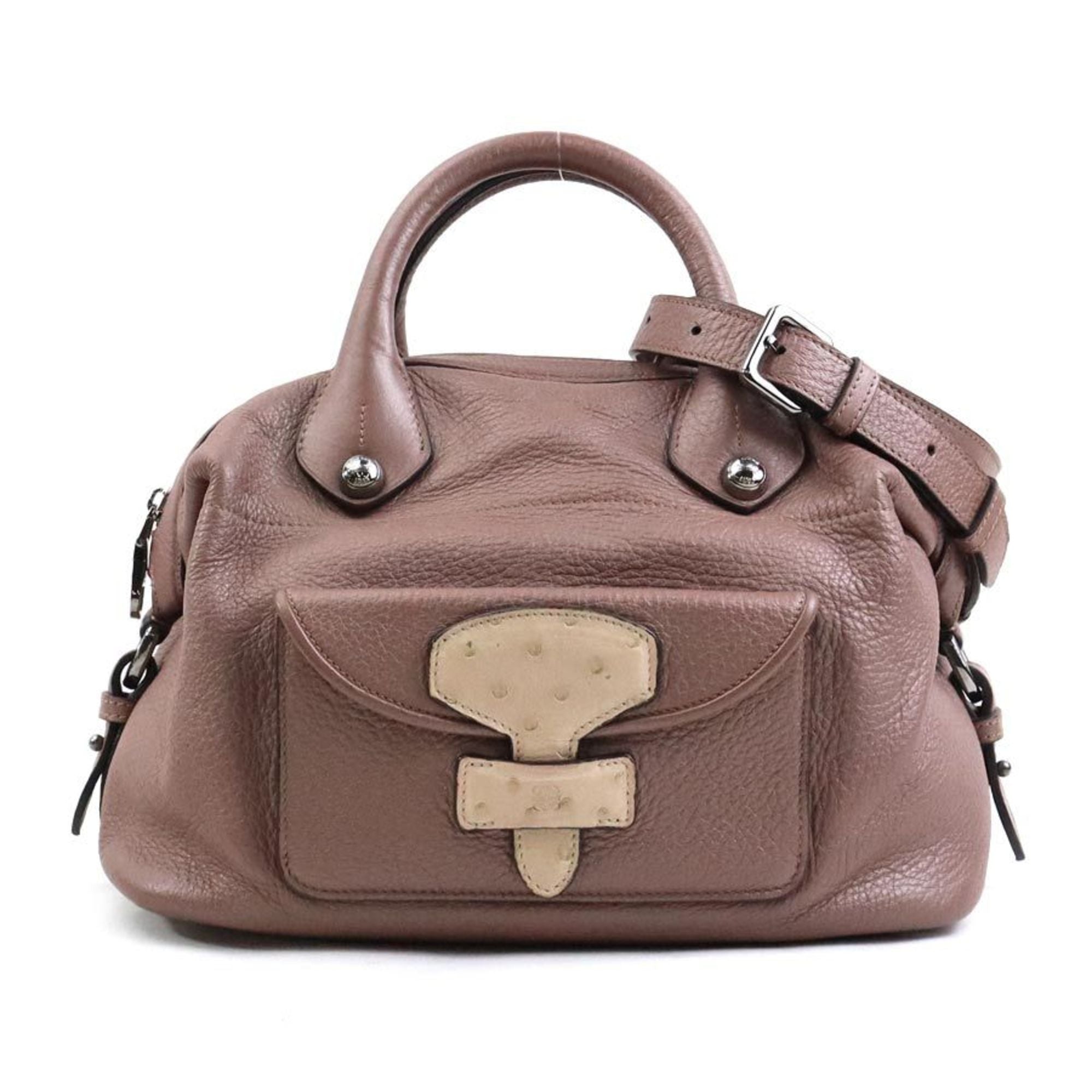 Loewe Brown Pink Leather Handbag Shoulder Bag (Pre-Owned)