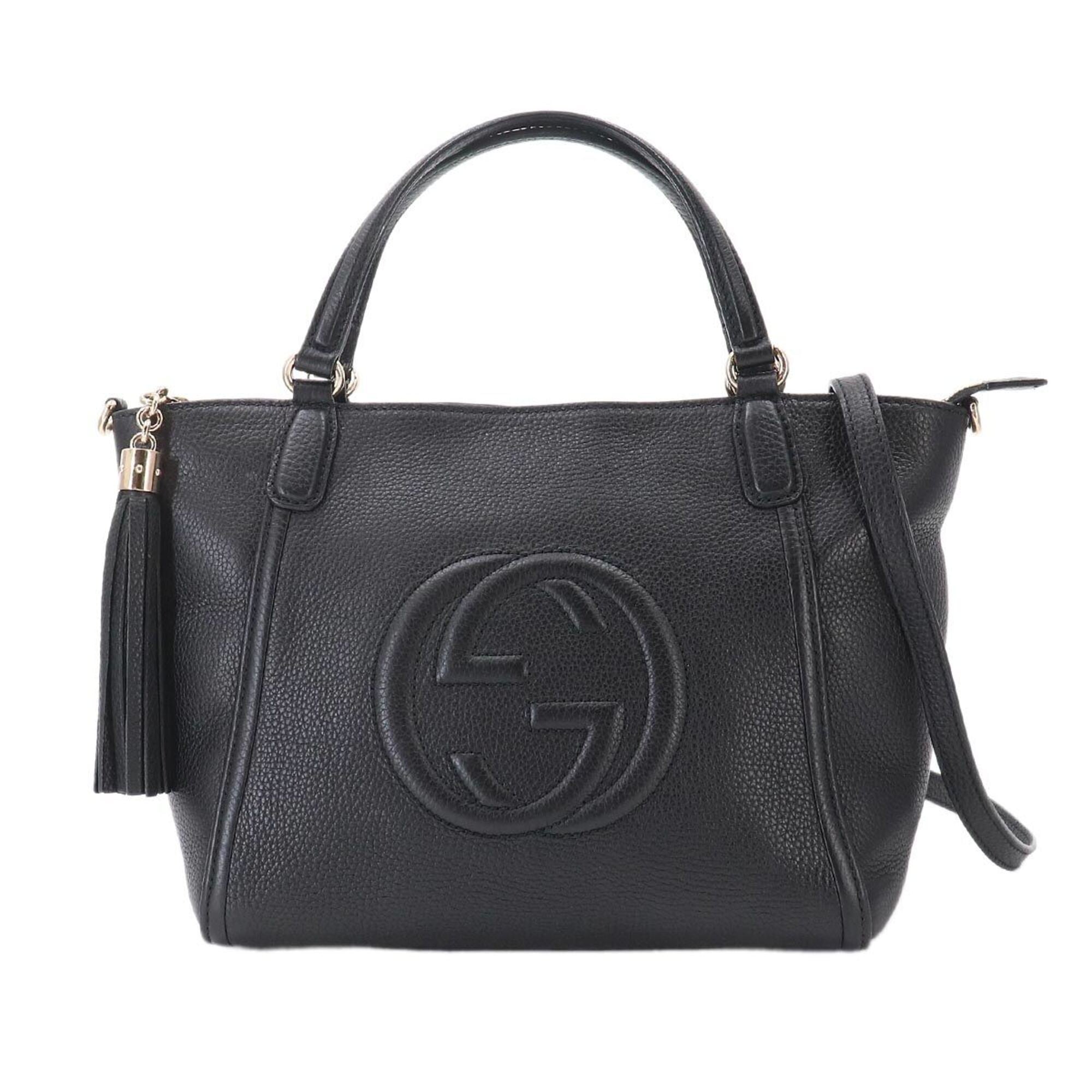 Gucci Soho Black Leather Handbag Shoulder Bag Tote Bag (Pre-Owned)
