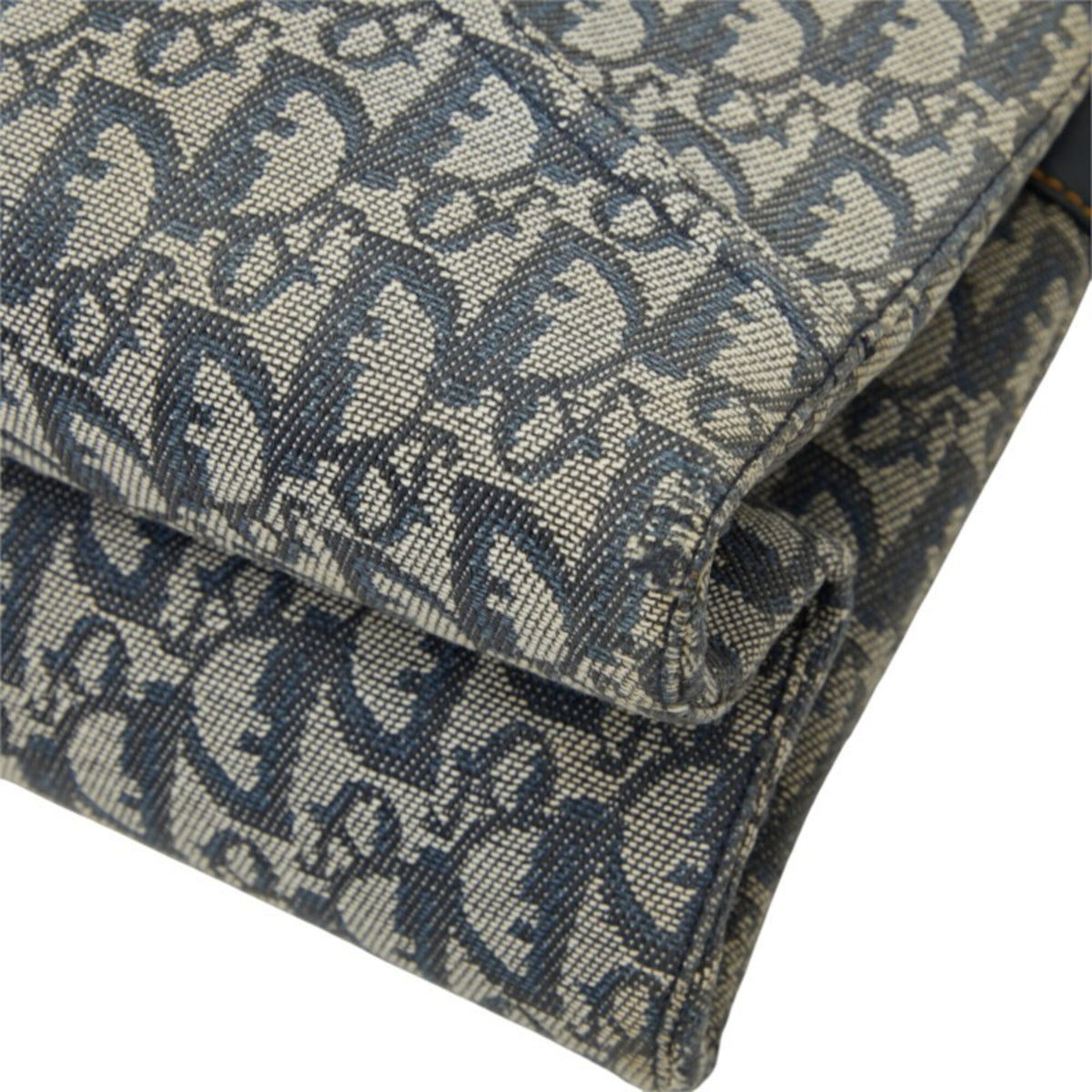Christian Dior Trotter Navy Leather Jacquard Handbag (Pre-Owned)
