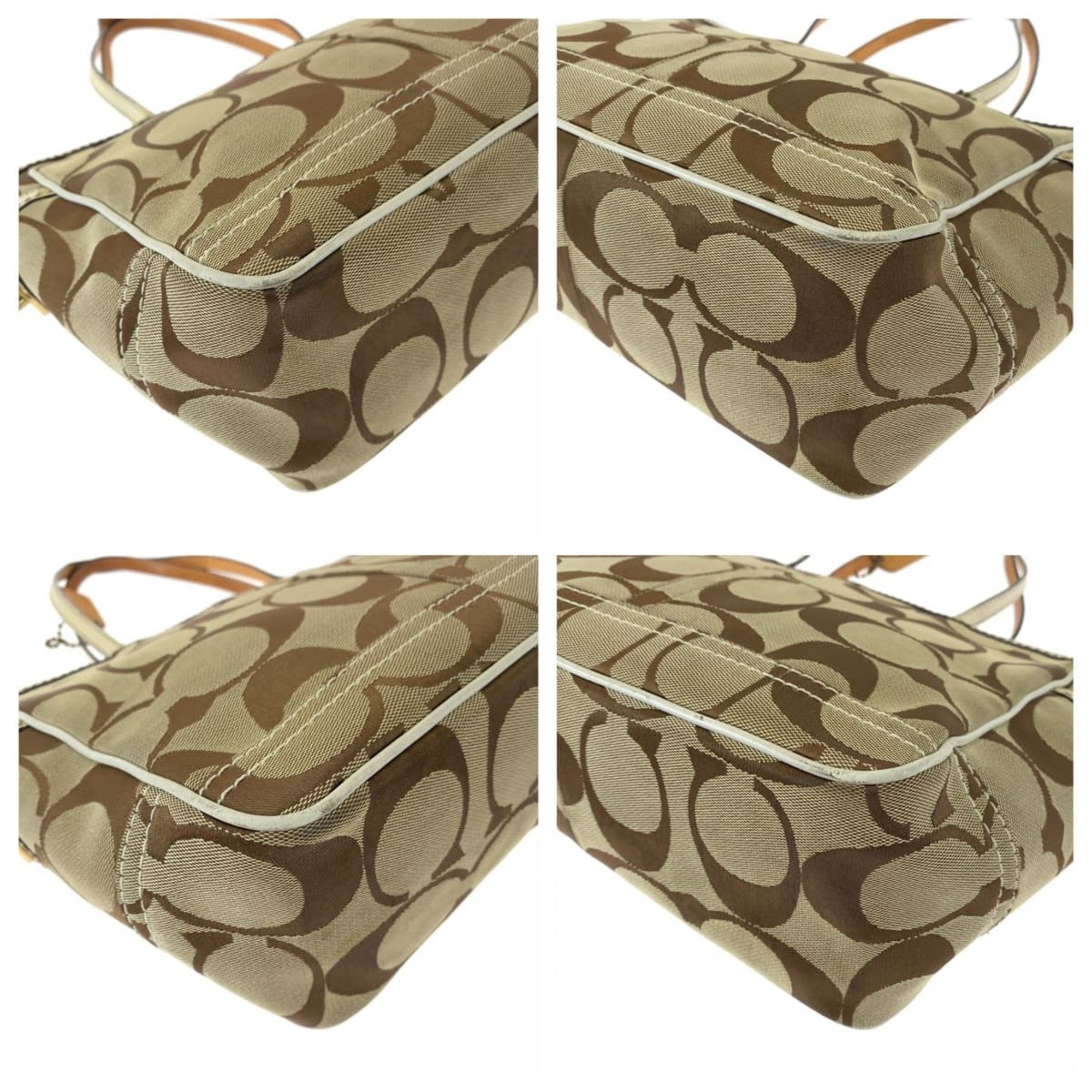 Coach Beige Canvas Handbag Tote Bag (Pre-Owned)