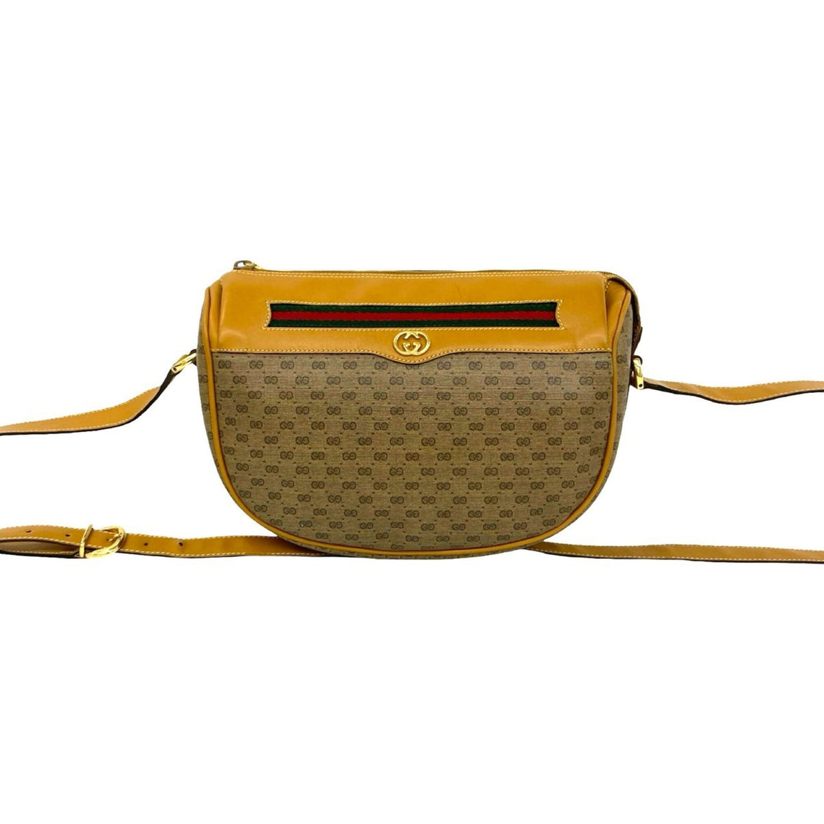 Gucci Brown Green Red Color Leather Pvc Pochette Shoulder Bag (Pre-Owned)