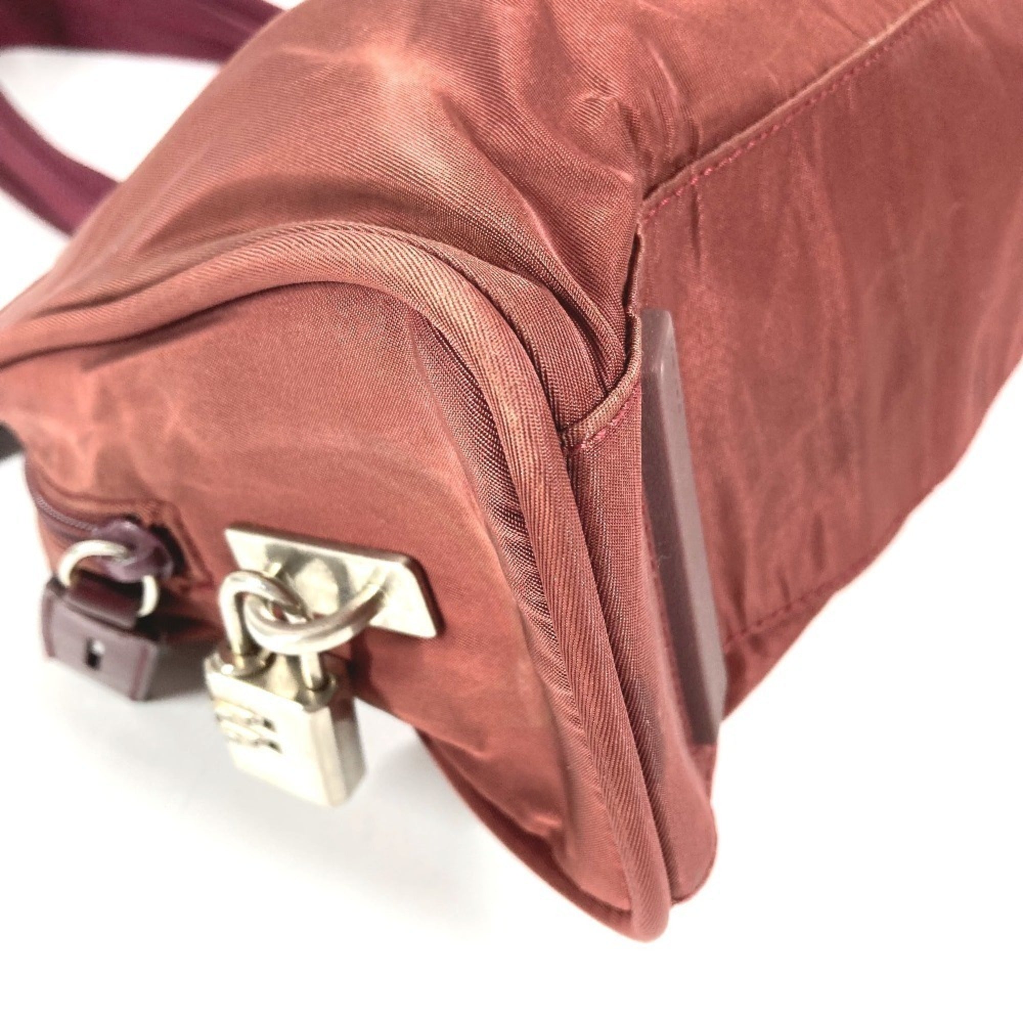 Prada Red Color Nylon Boston Bag Shoulder Bag Tote Bag (Pre-Owned)