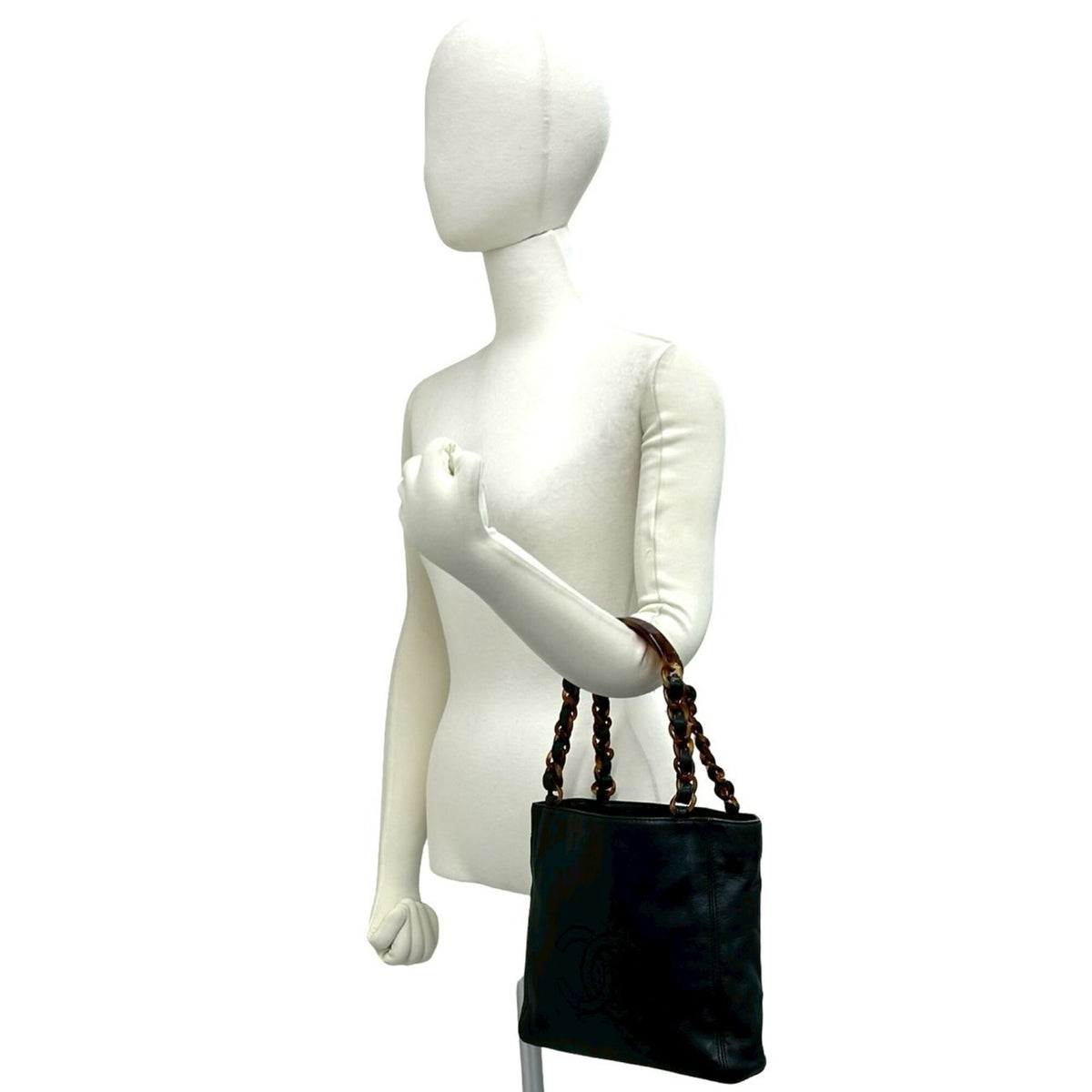 Chanel Black Brown Leather Plastic Handbag (Pre-Owned)