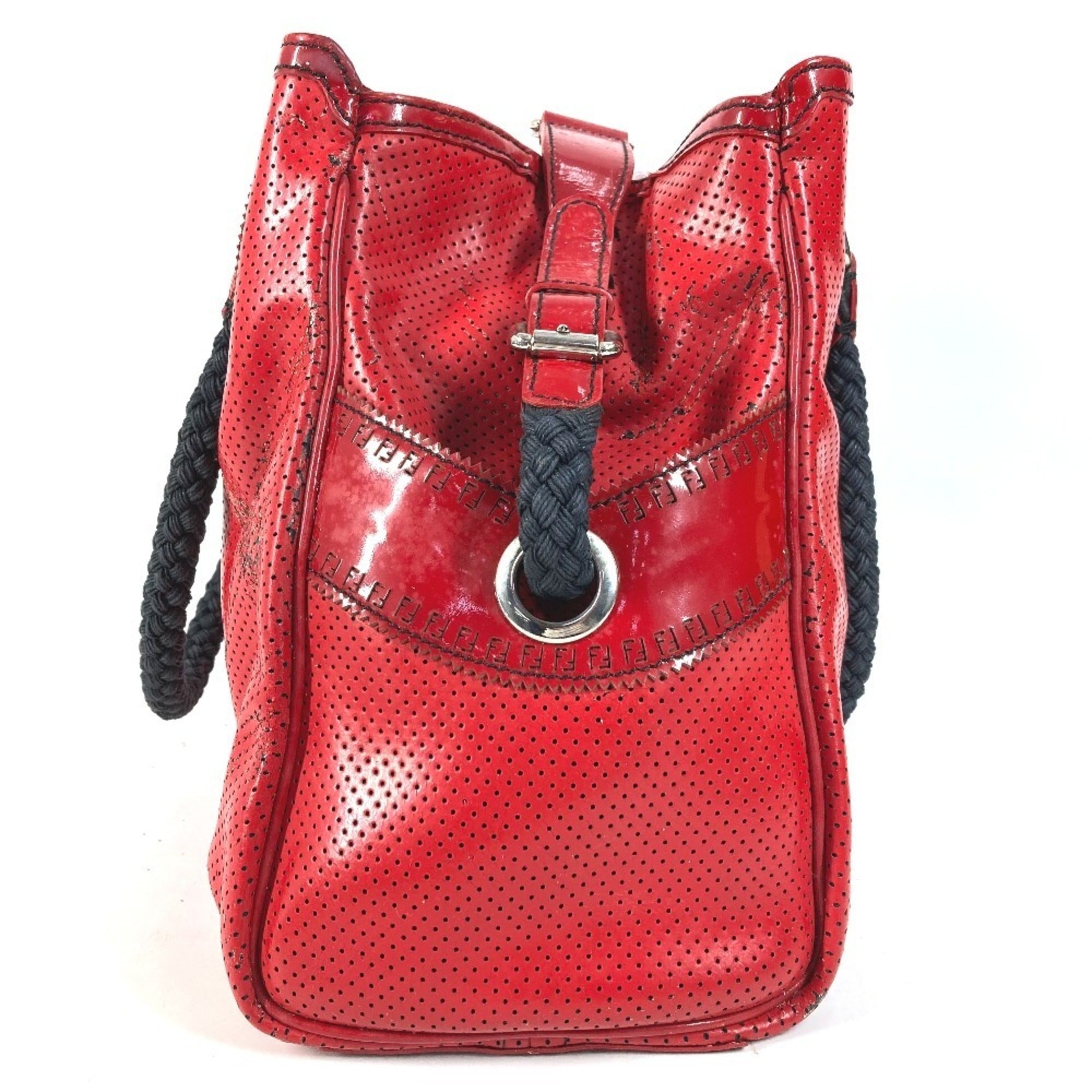 Fendi Black Red Color Shoulder Bag Tote Bag (Pre-Owned)