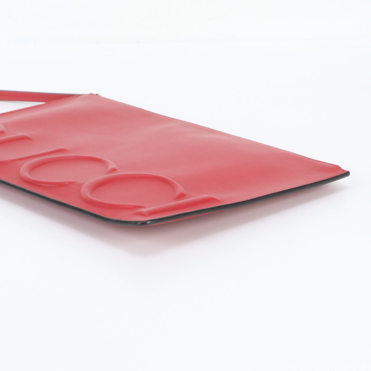 Gucci Red Color Leather Clutch Bag Pouch (Pre-Owned)