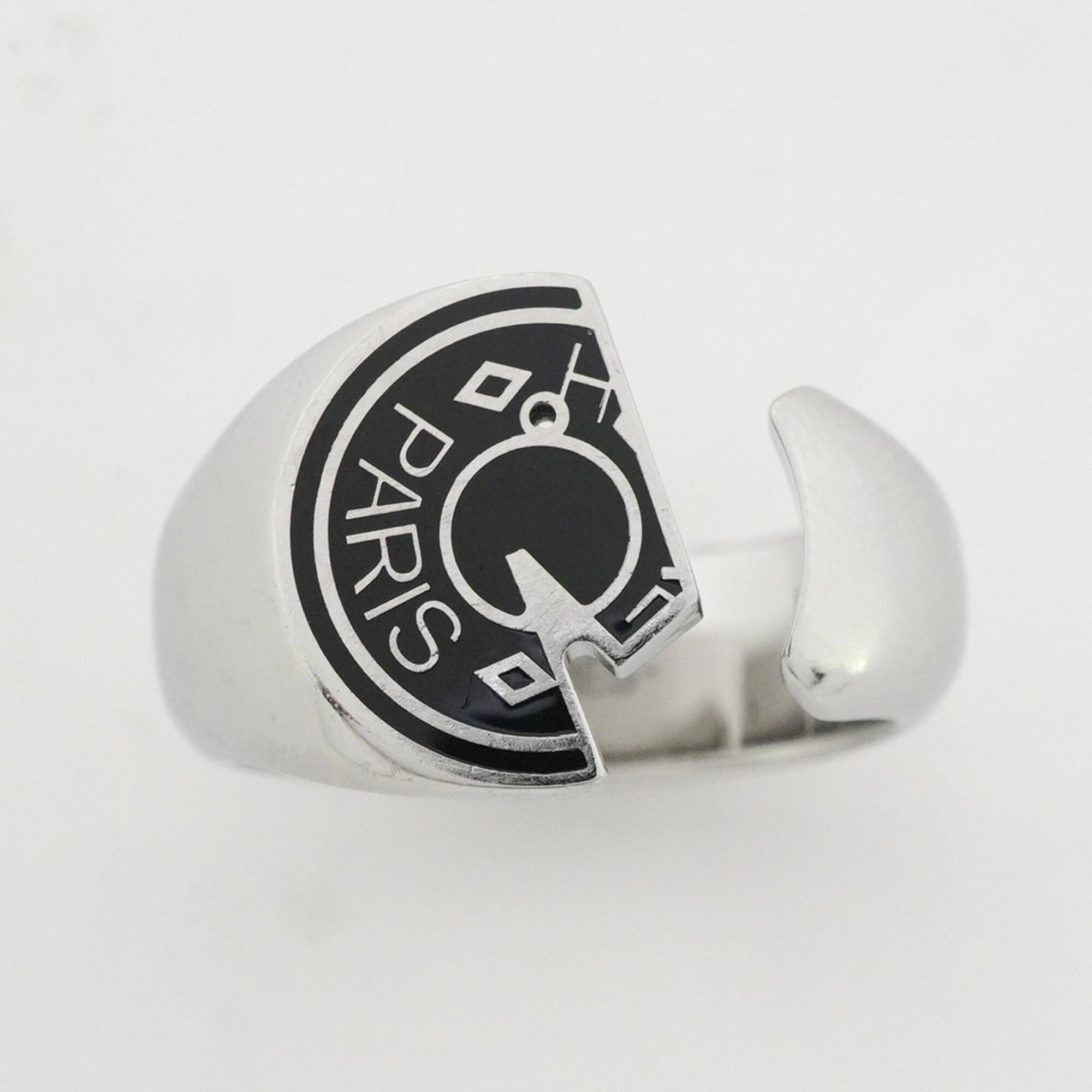 Hermes Silver Black Metal Band Ring (Pre-Owned)