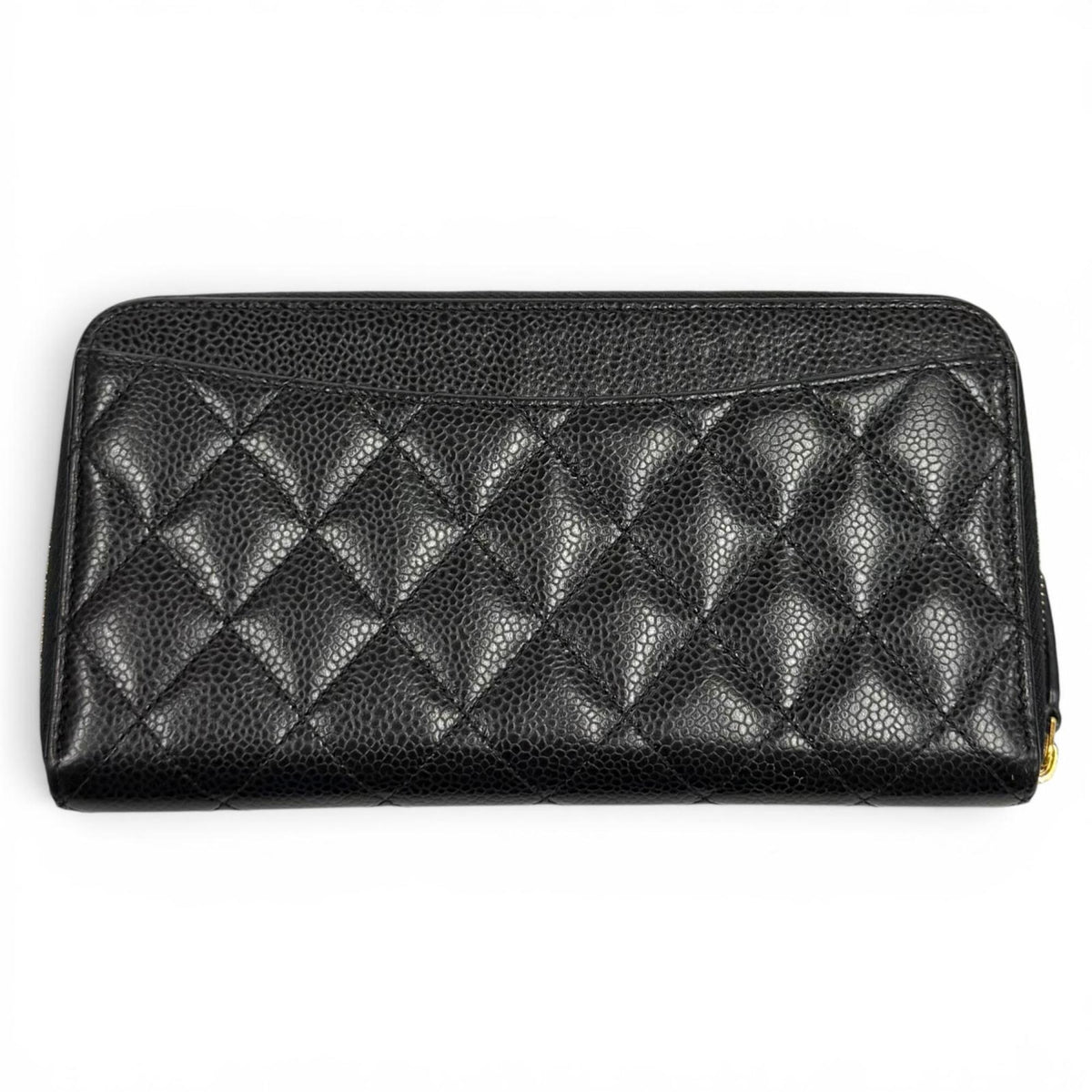 Chanel Black Grained Calfskin Long Wallet (Bi-Fold) (Pre-Owned)