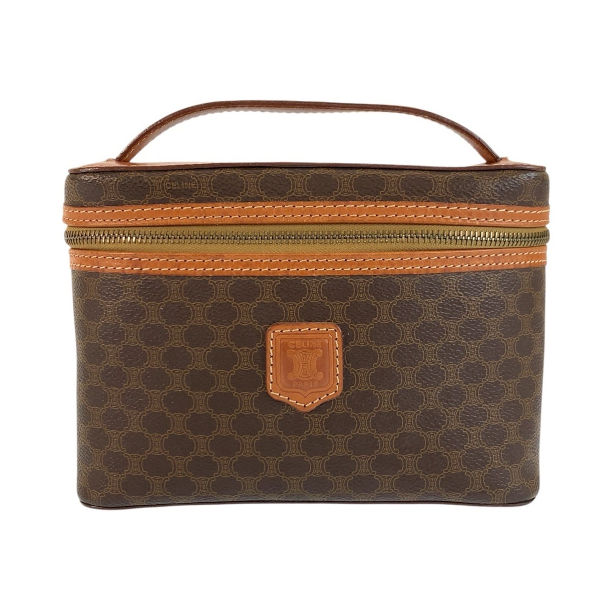 Celine Brown Leather Pvc Handbag Vanity Bag (Pre-Owned)
