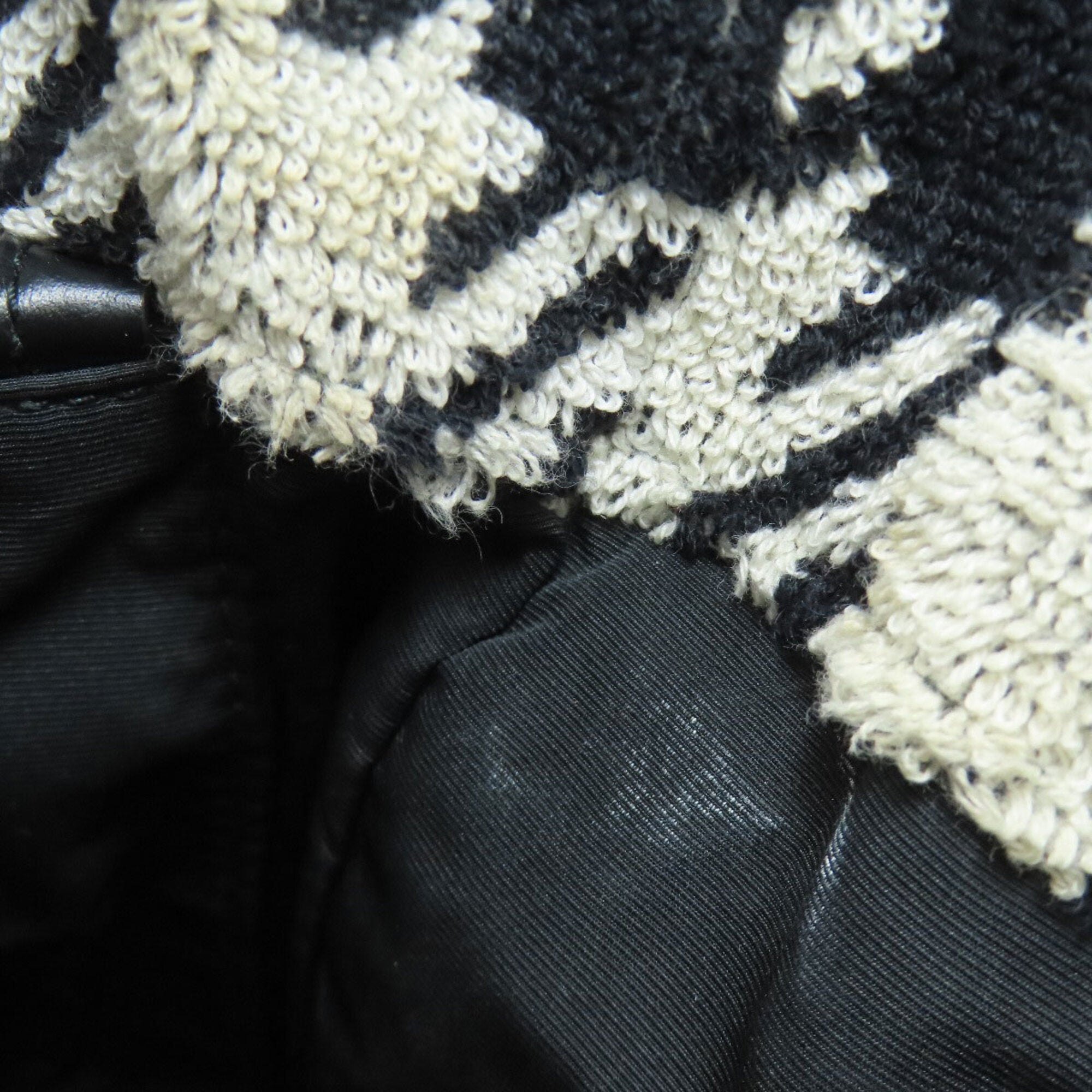 Miu Miu Black White Pile Fabric Handbag (Pre-Owned)
