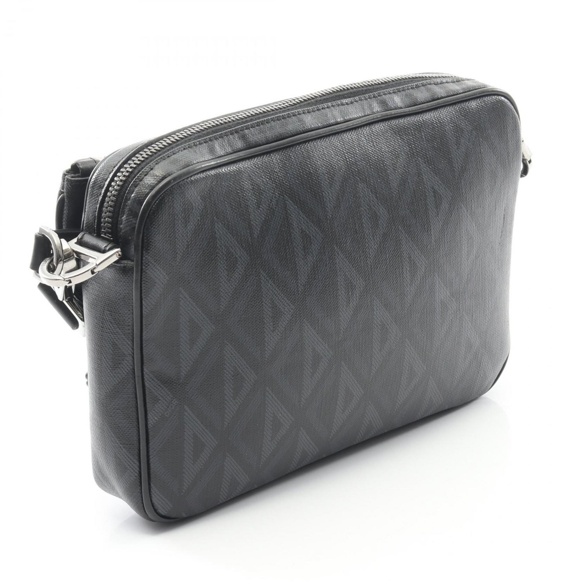 Christian Dior Black Coated Canvas Leather Shoulder Bag (Pre-Owned)
