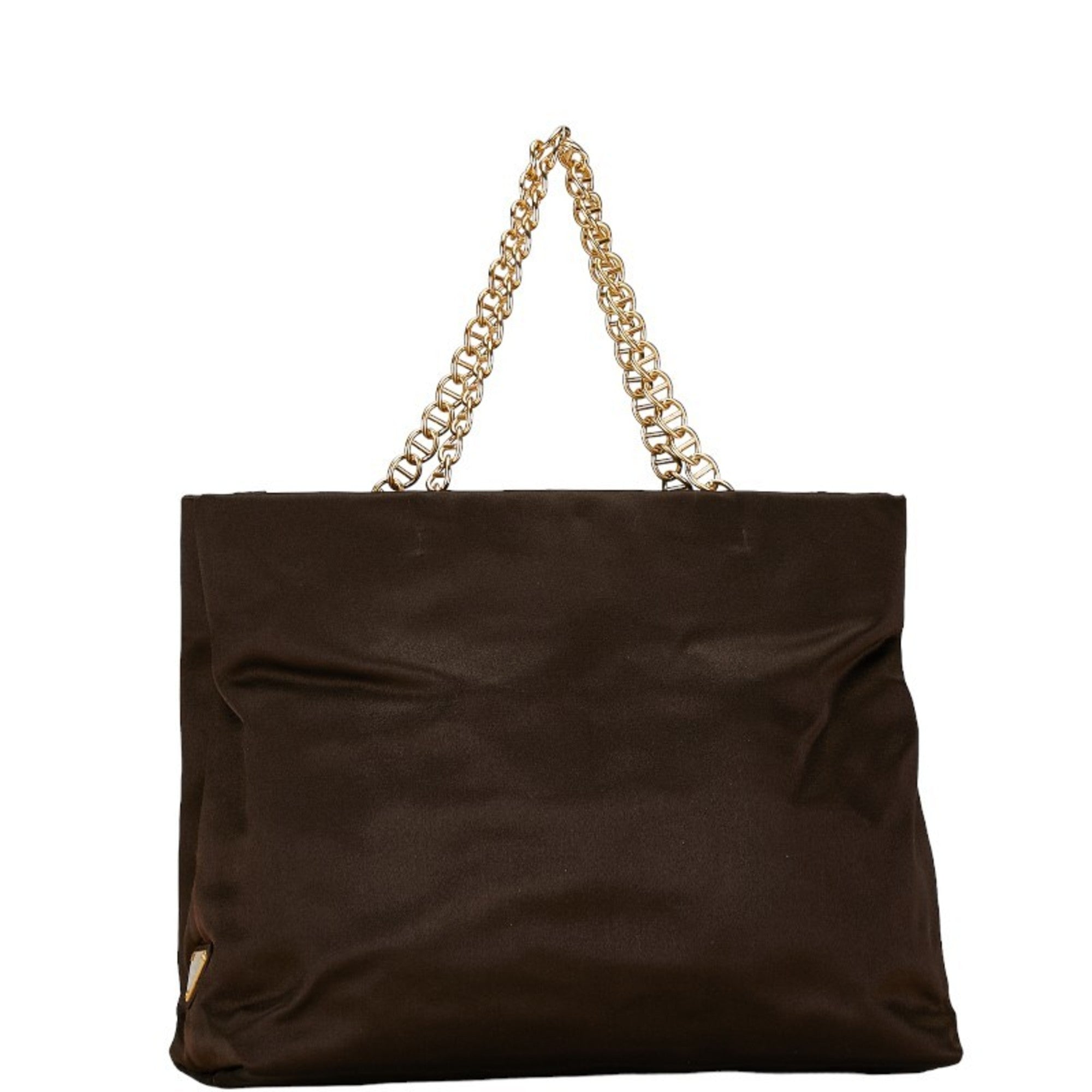 Prada Brown Satin Shoulder Bag Tote Bag (Pre-Owned)
