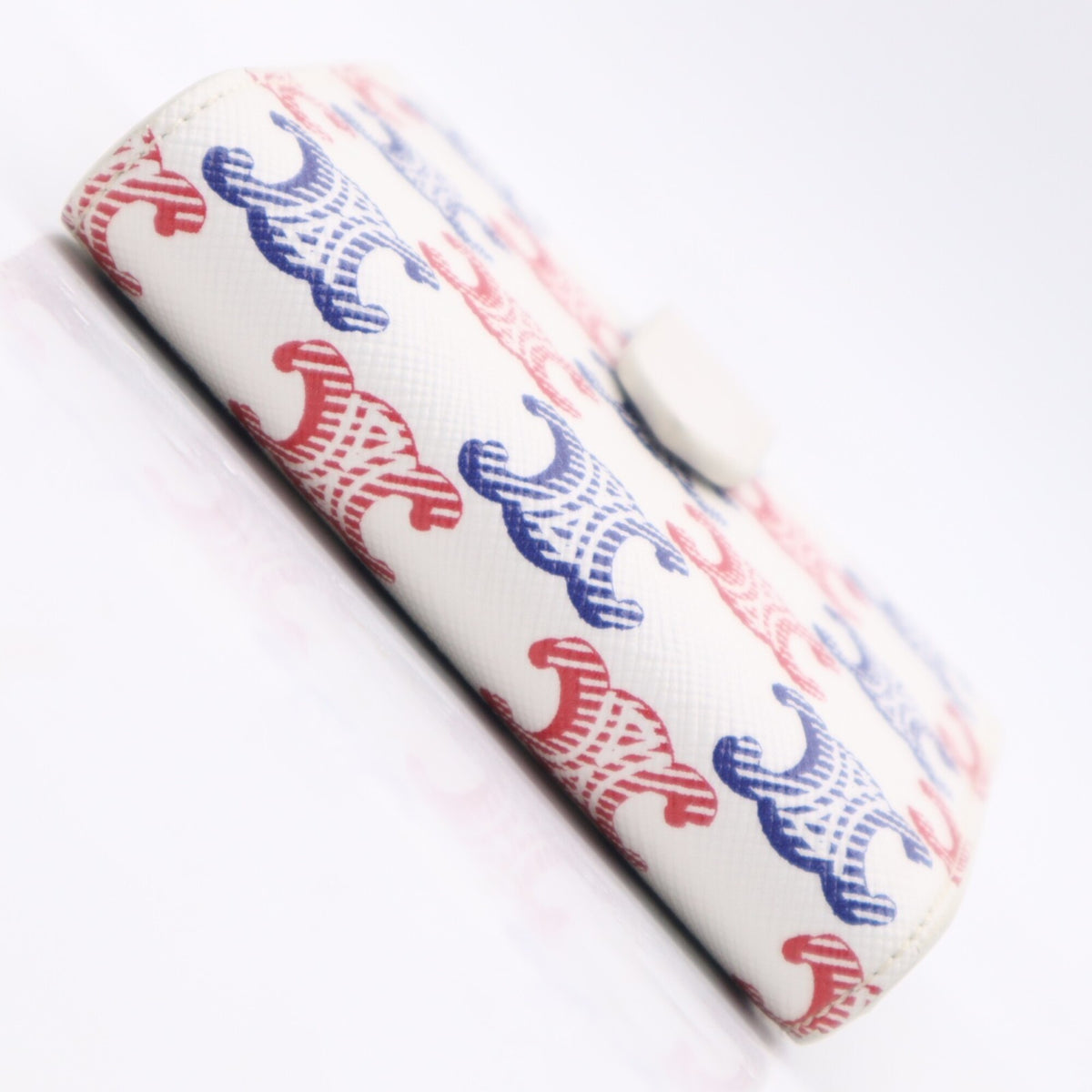Celine Blue Red Color White Coated Canvas Leather Wallet (Bi-Fold) (Pre-Owned)