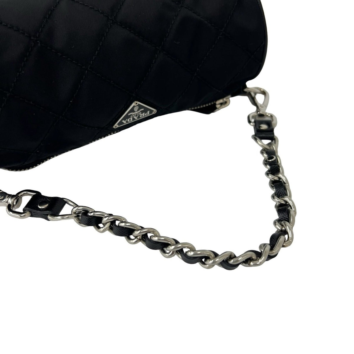 Prada Black Nylon Leather Handbag Pouch (Pre-Owned)
