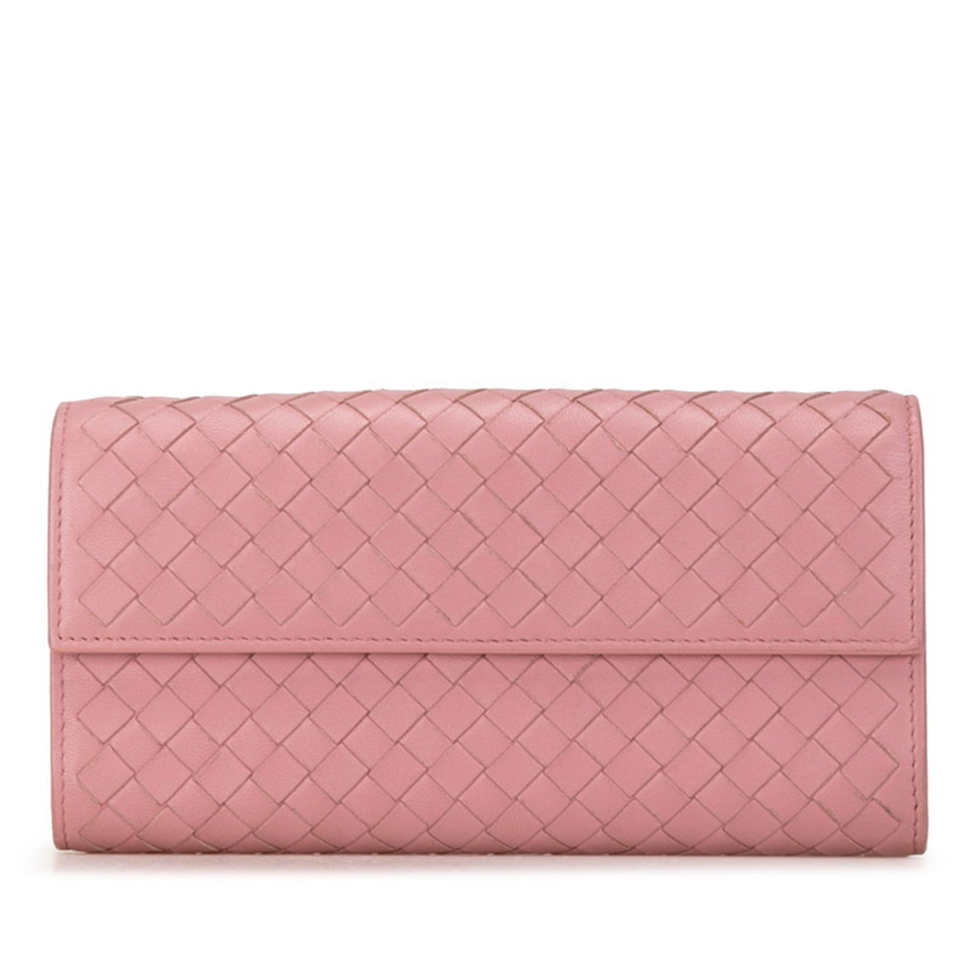 Bottega Veneta Pink Leather Long Wallet (Bi-Fold) (Pre-Owned)