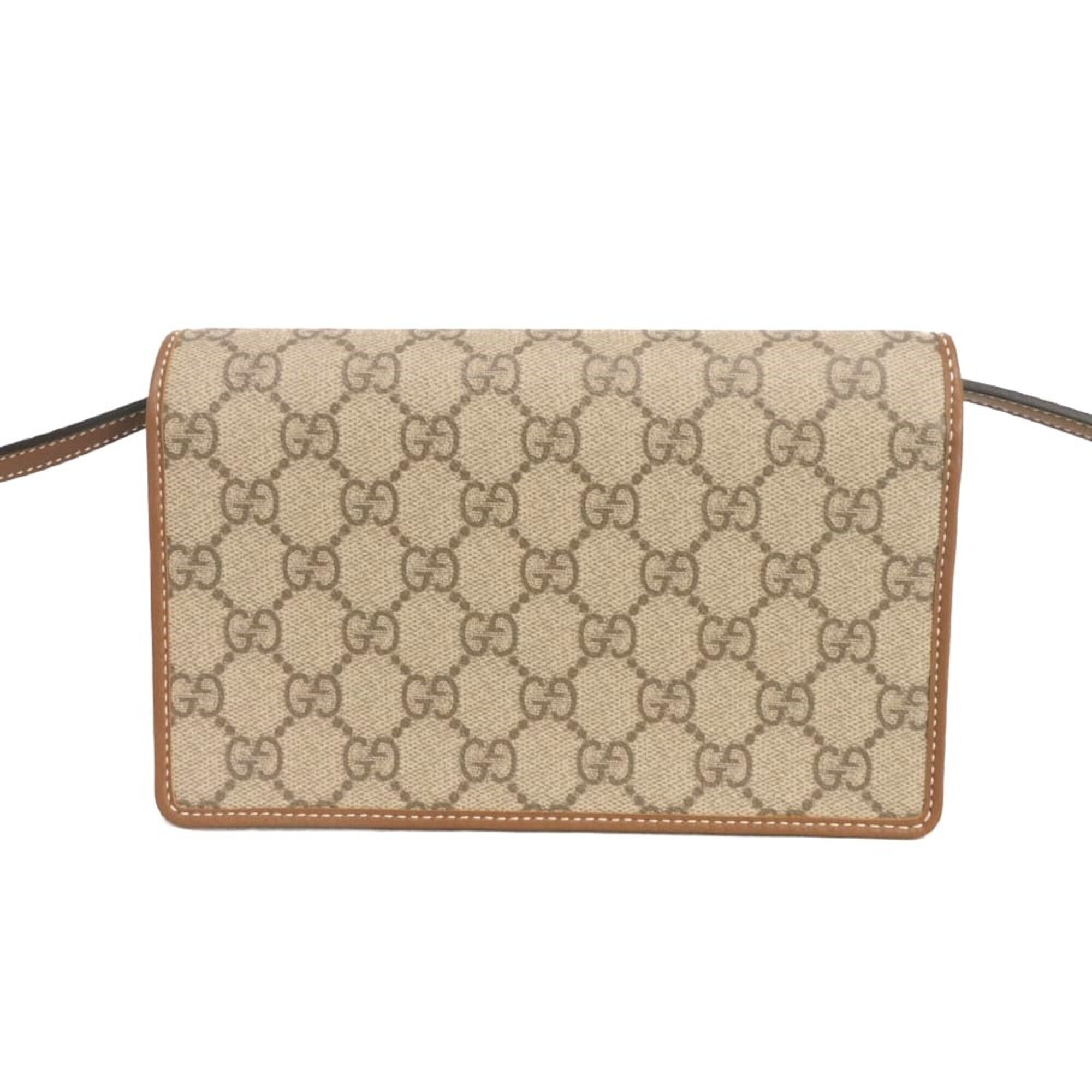 Gucci Beige Gg Supreme Leather Shoulder Bag (Pre-Owned)