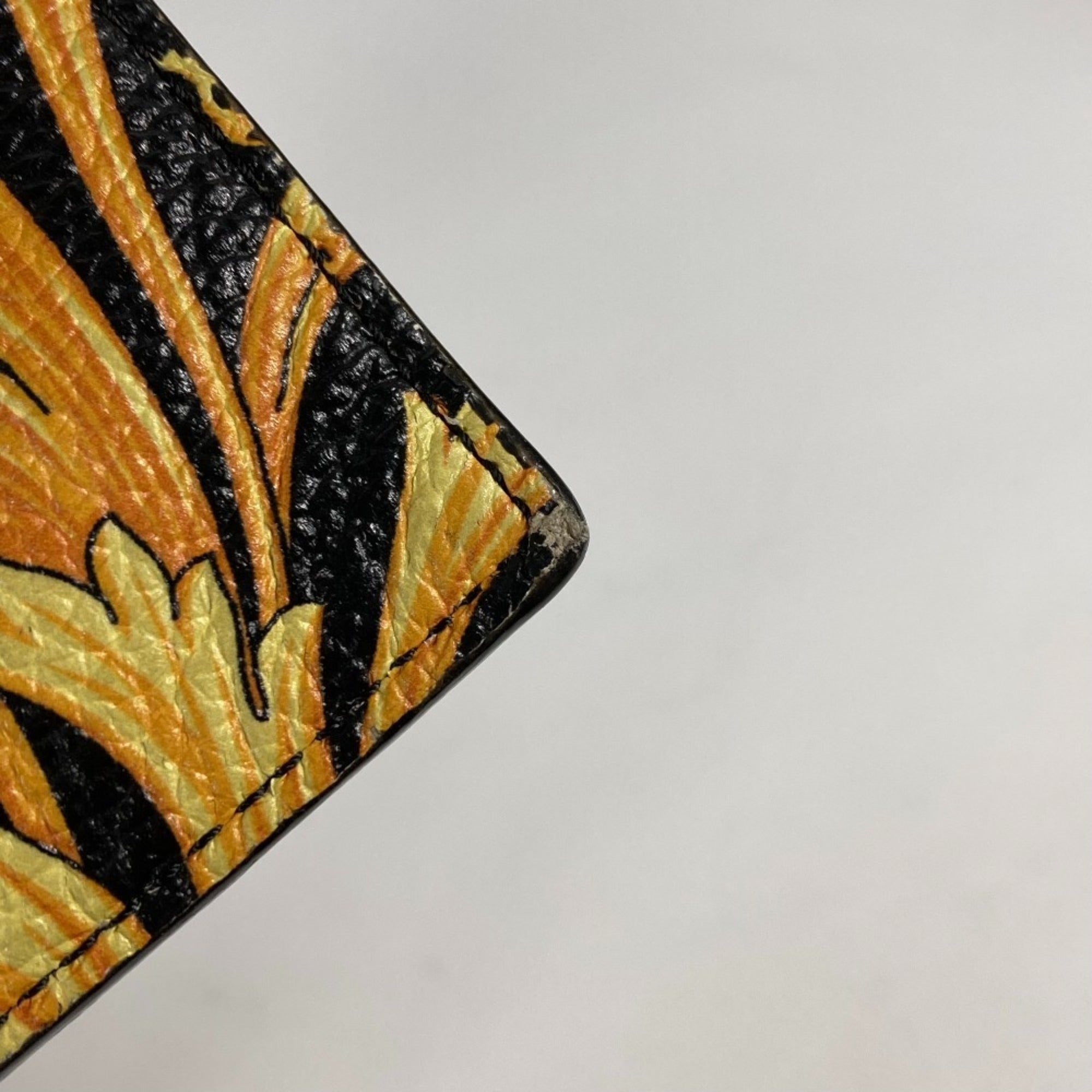 Versace Black Yellow Leather Clutch Bag Pouch (Pre-Owned)