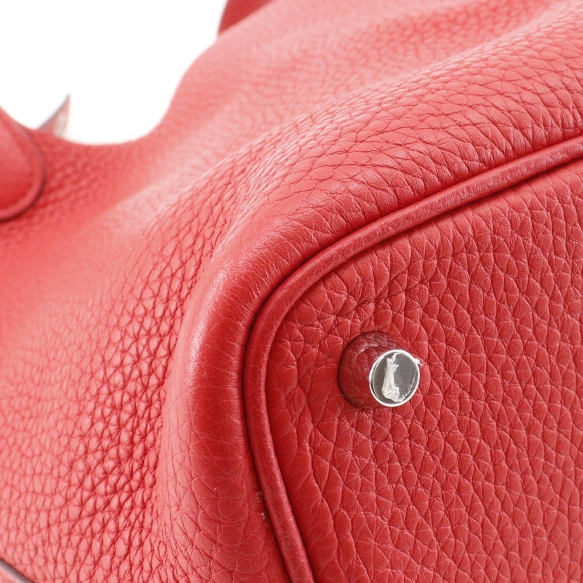 Hermes Picotin Red Color Taurillon Clemence Leather Handbag (Pre-Owned)