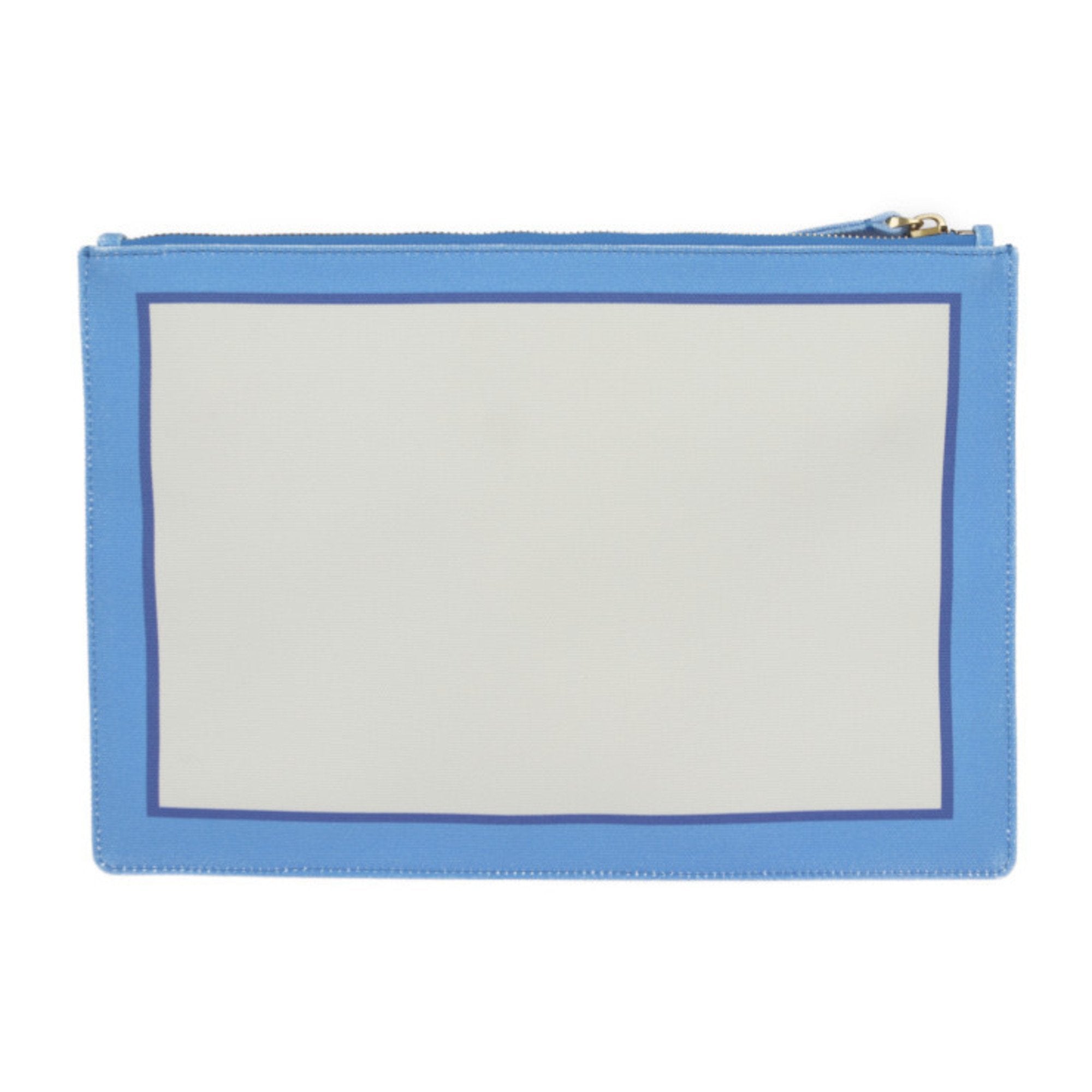 Valentino Garavani Ivory Light Blue Orange Canvas Clutch Bag Handbag Pouch (Pre-Owned)