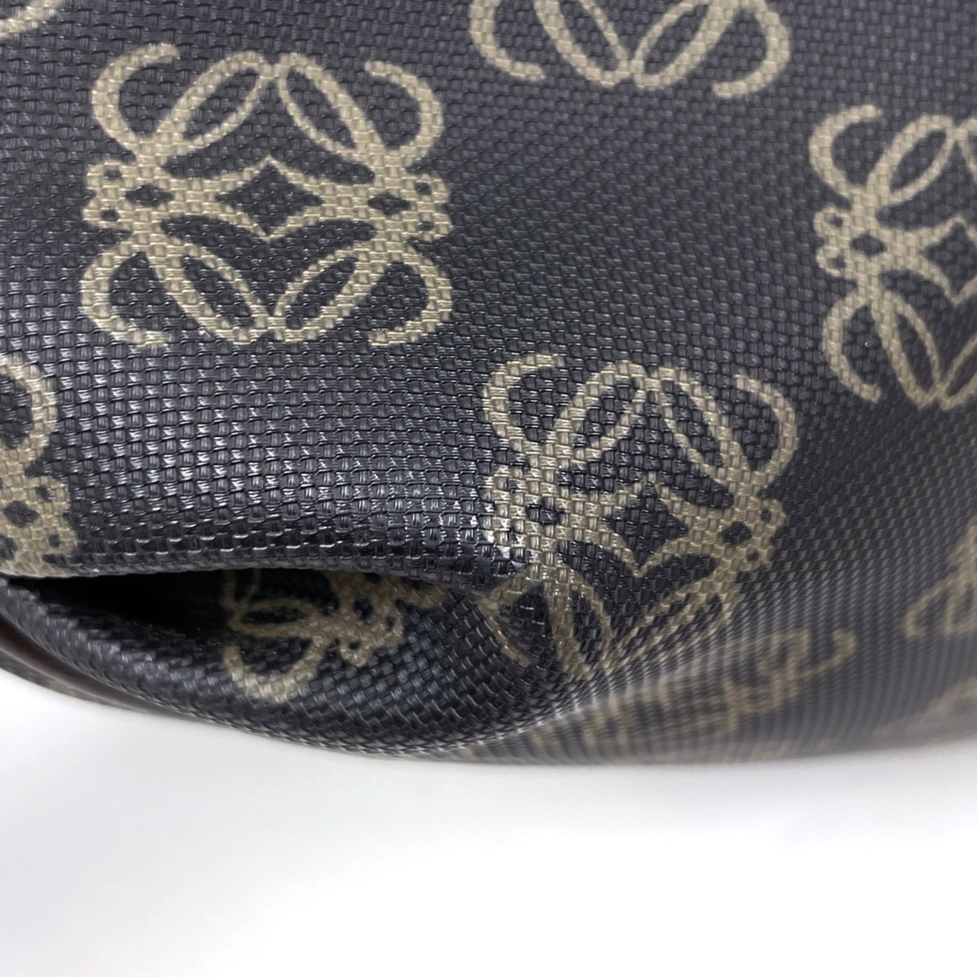 Loewe Dark Brown Coated Canvas Leather Handbag (Pre-Owned)