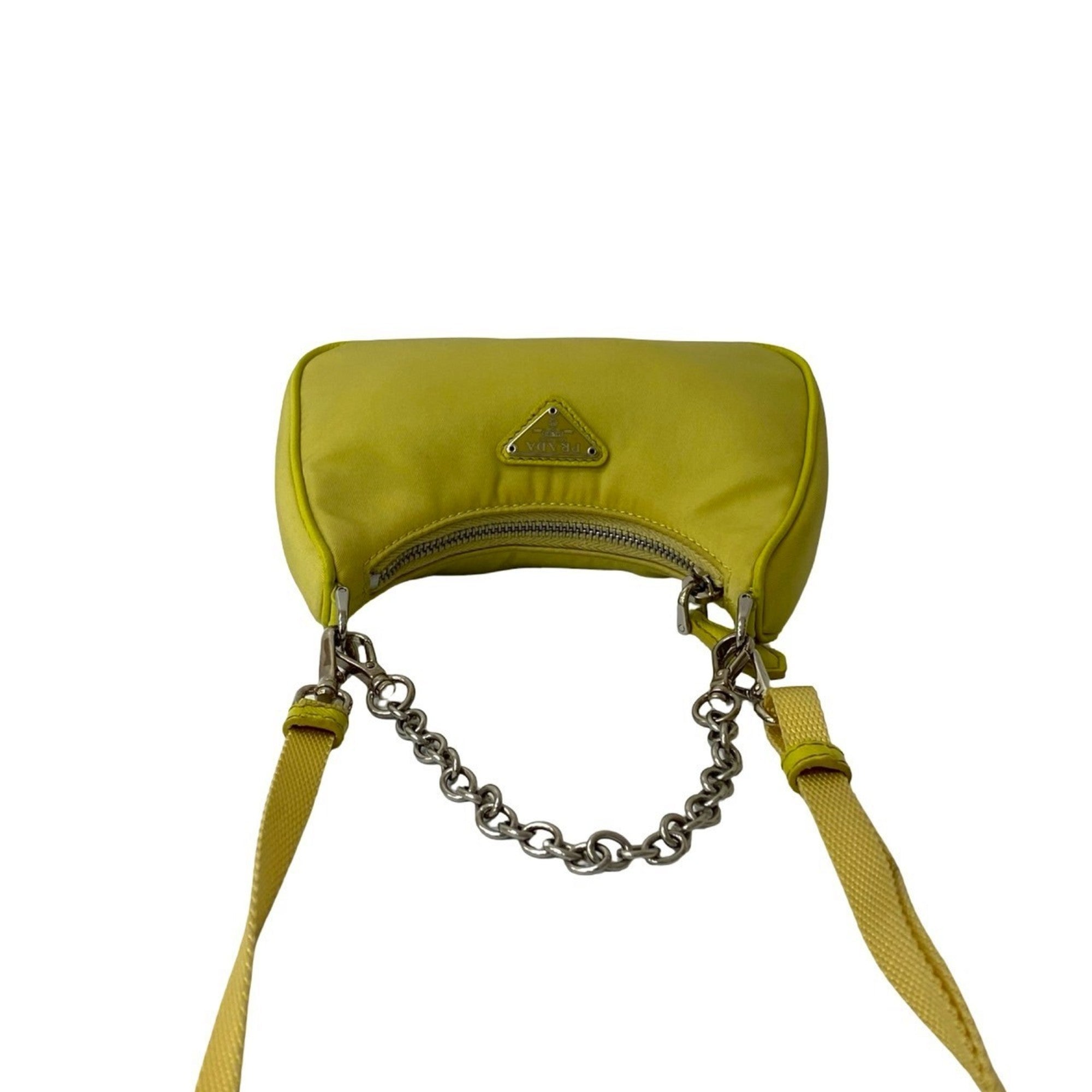 Prada Yellow Nylon Handbag Pochette Shoulder Bag (Pre-Owned)