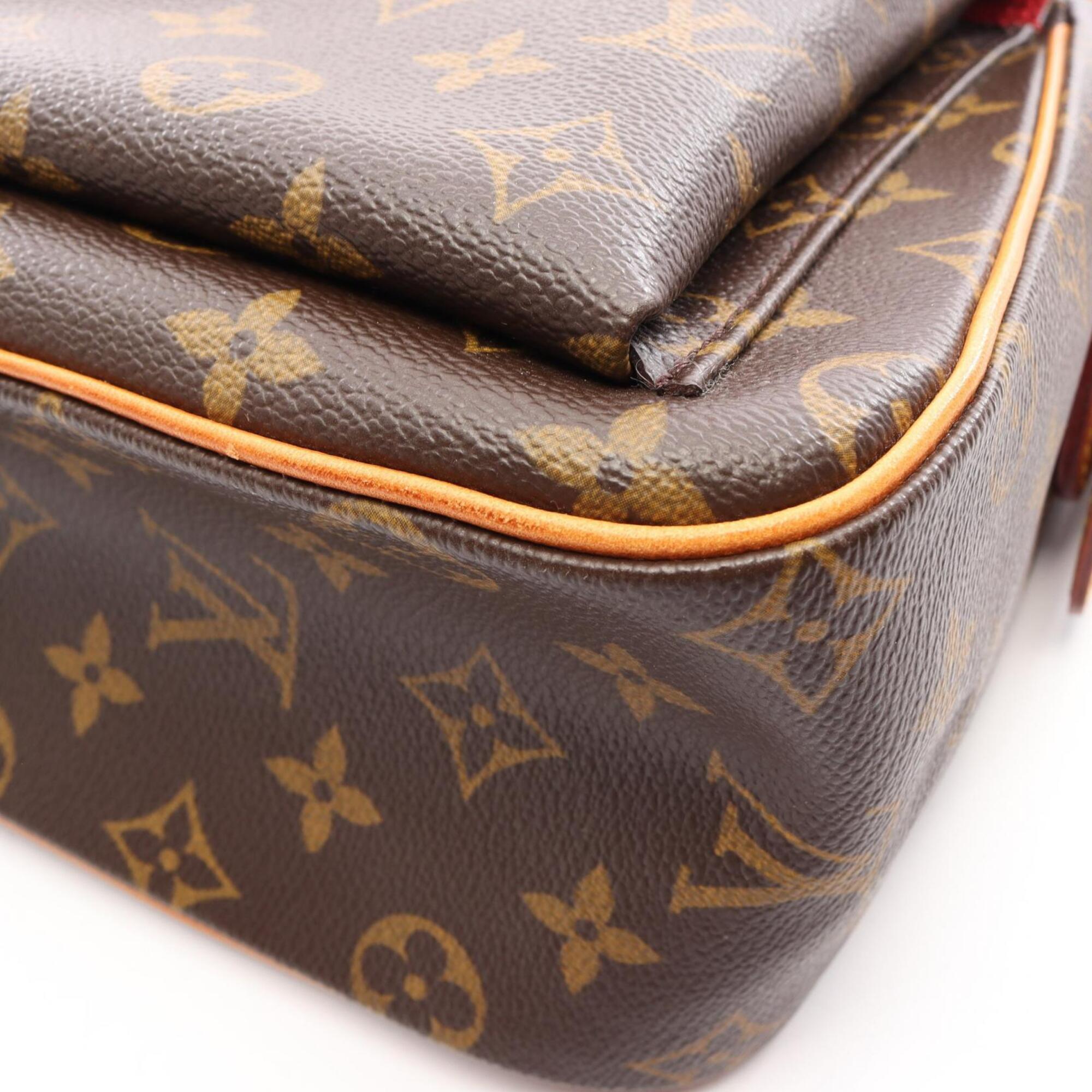 Louis Vuitton Brown Coated Canvas Leather Handbag Shoulder Bag (Pre-Owned)
