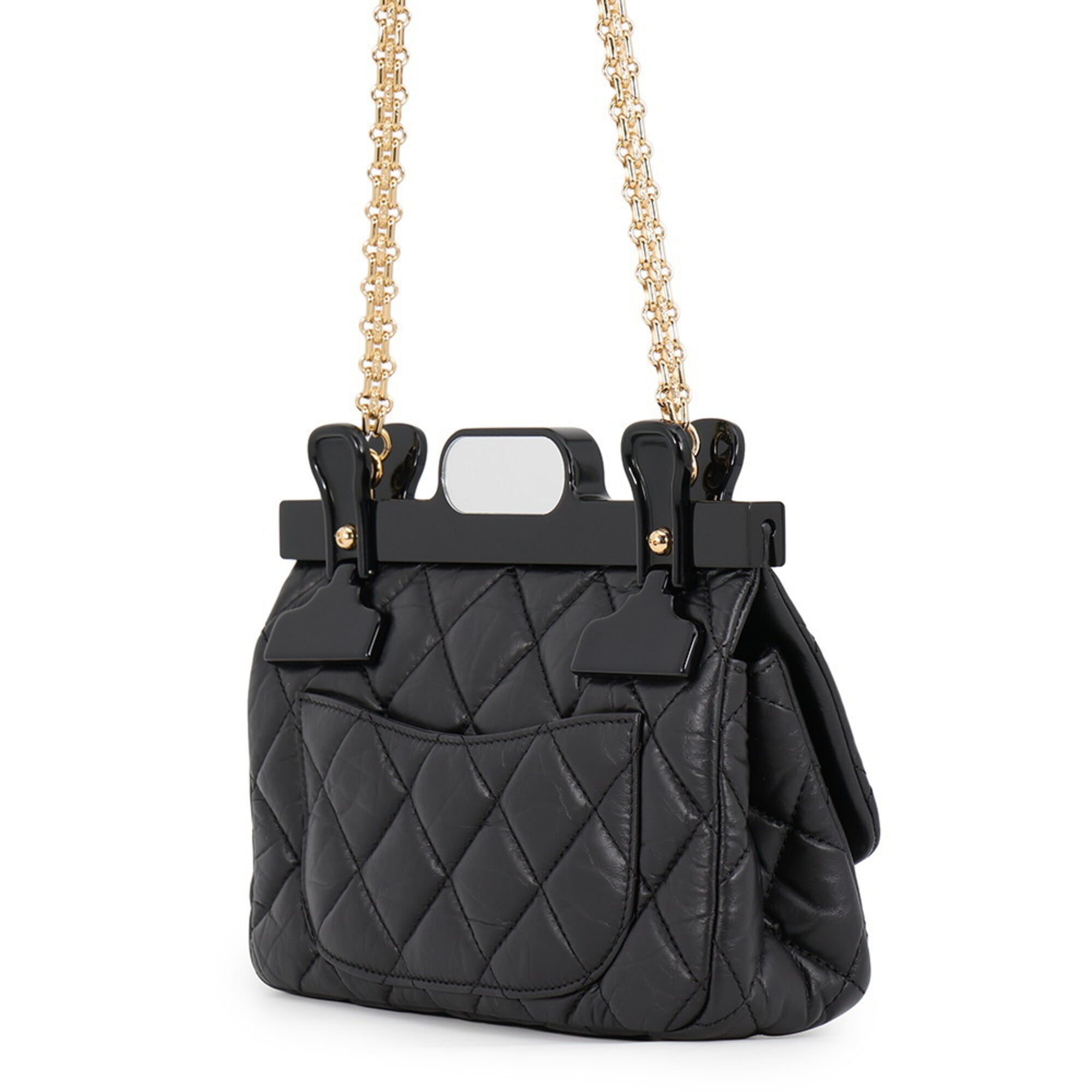 Chanel Matelasse Black Leather Handbag Shoulder Bag (Pre-Owned)