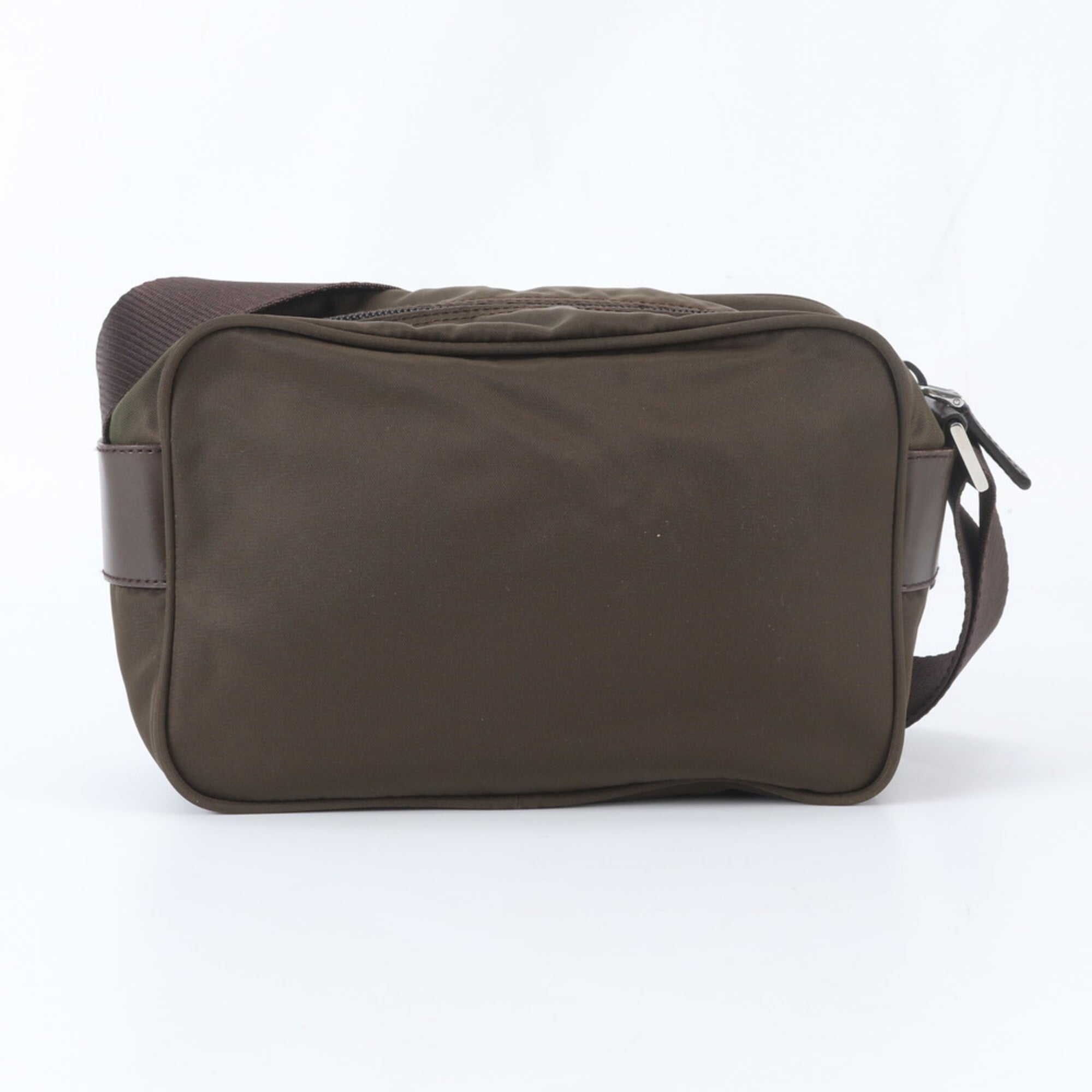 Prada Khaki Brown Nylon Leather Shoulder Bag (Pre-Owned)