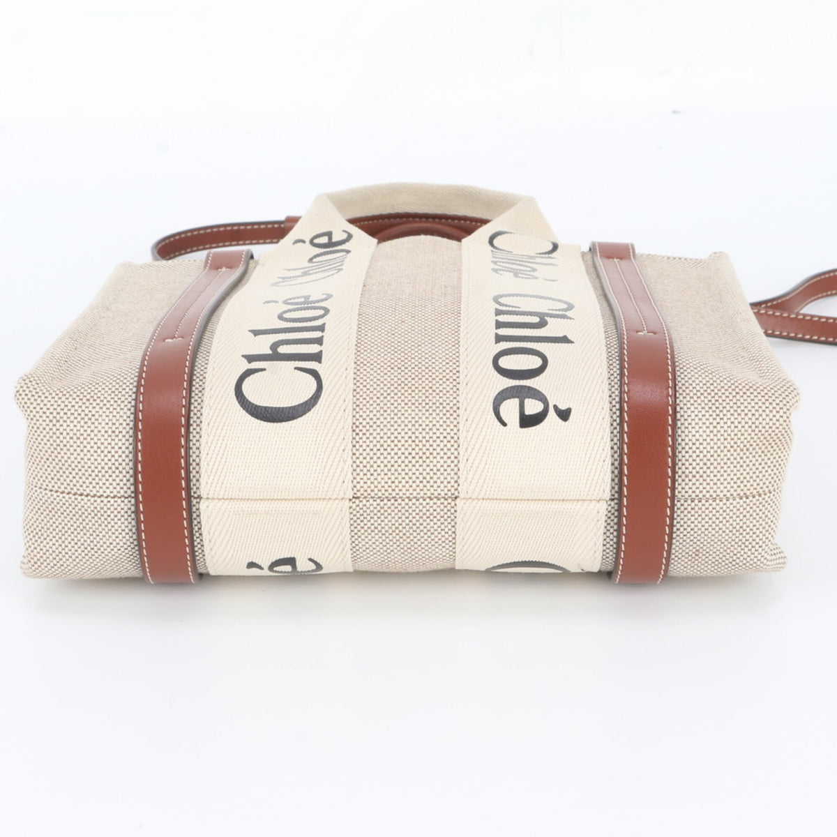 Chloé Beige Leather Canvas Crossbody Bag Handbag Shoulder Bag Tote Bag (Pre-Owned)