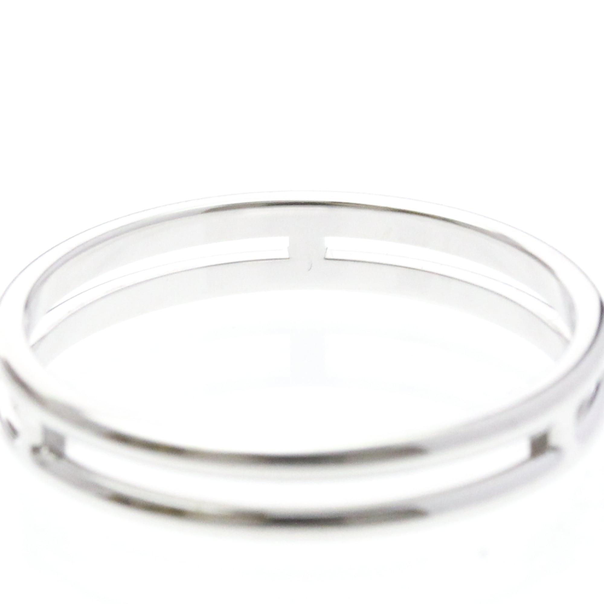 Hermes Ariane Wedding Band Ring 18K White Gold Silver White_Gold Ring Jewelry (Pre-Owned)