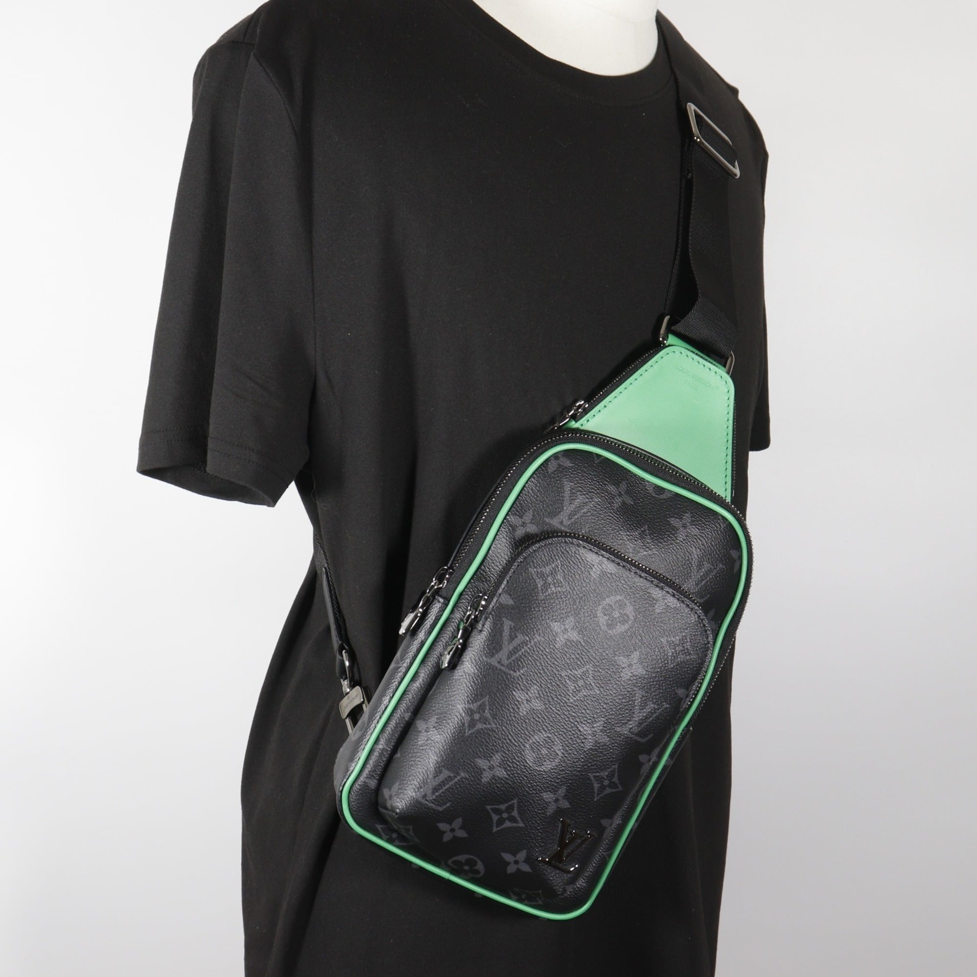 Louis Vuitton Black Green Monogram Eclipse Monogram Eclipse Shoulder Bag Sling Bag (Pre-Owned)