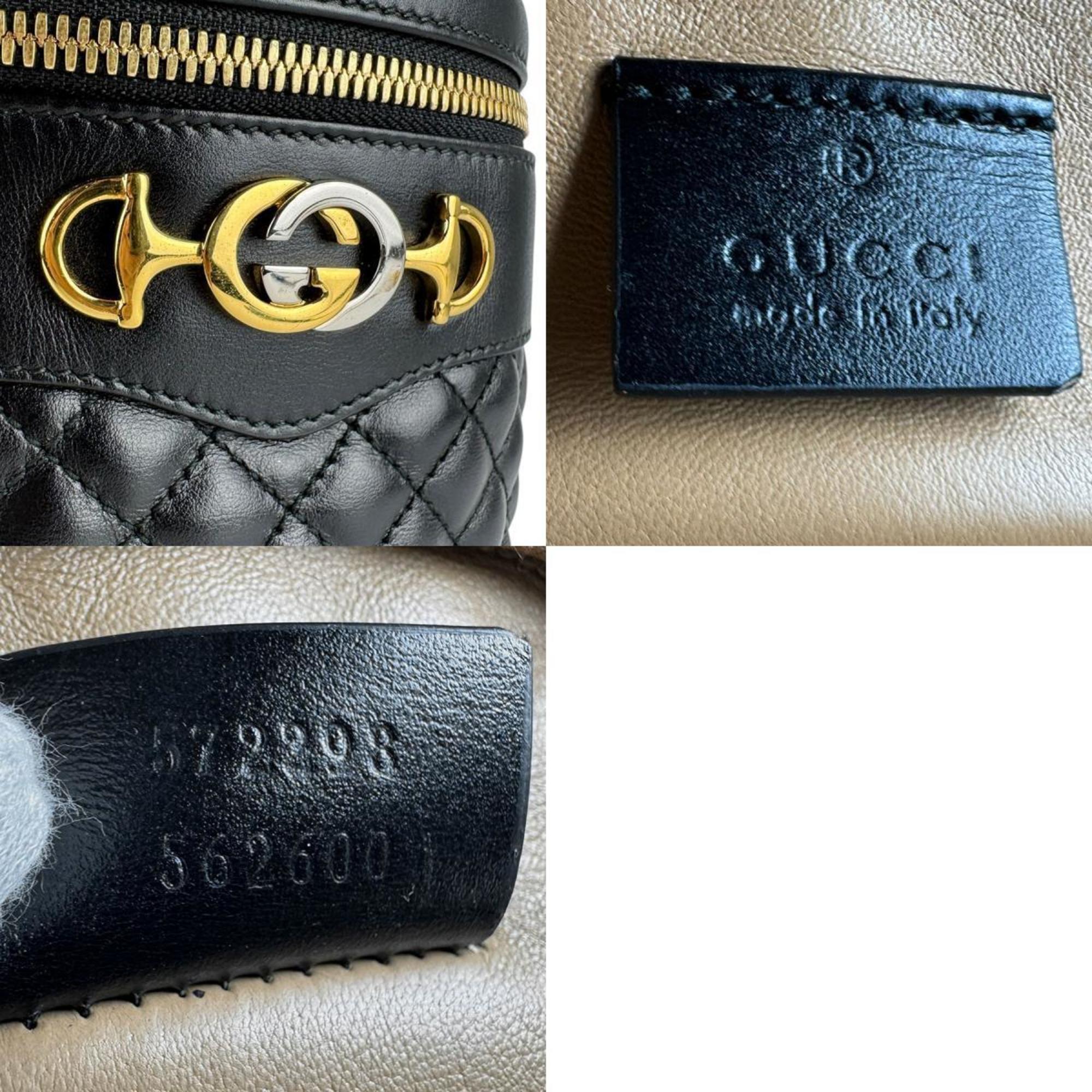 Gucci Black Gold Leather Metal Shoulder Bag (Pre-Owned)