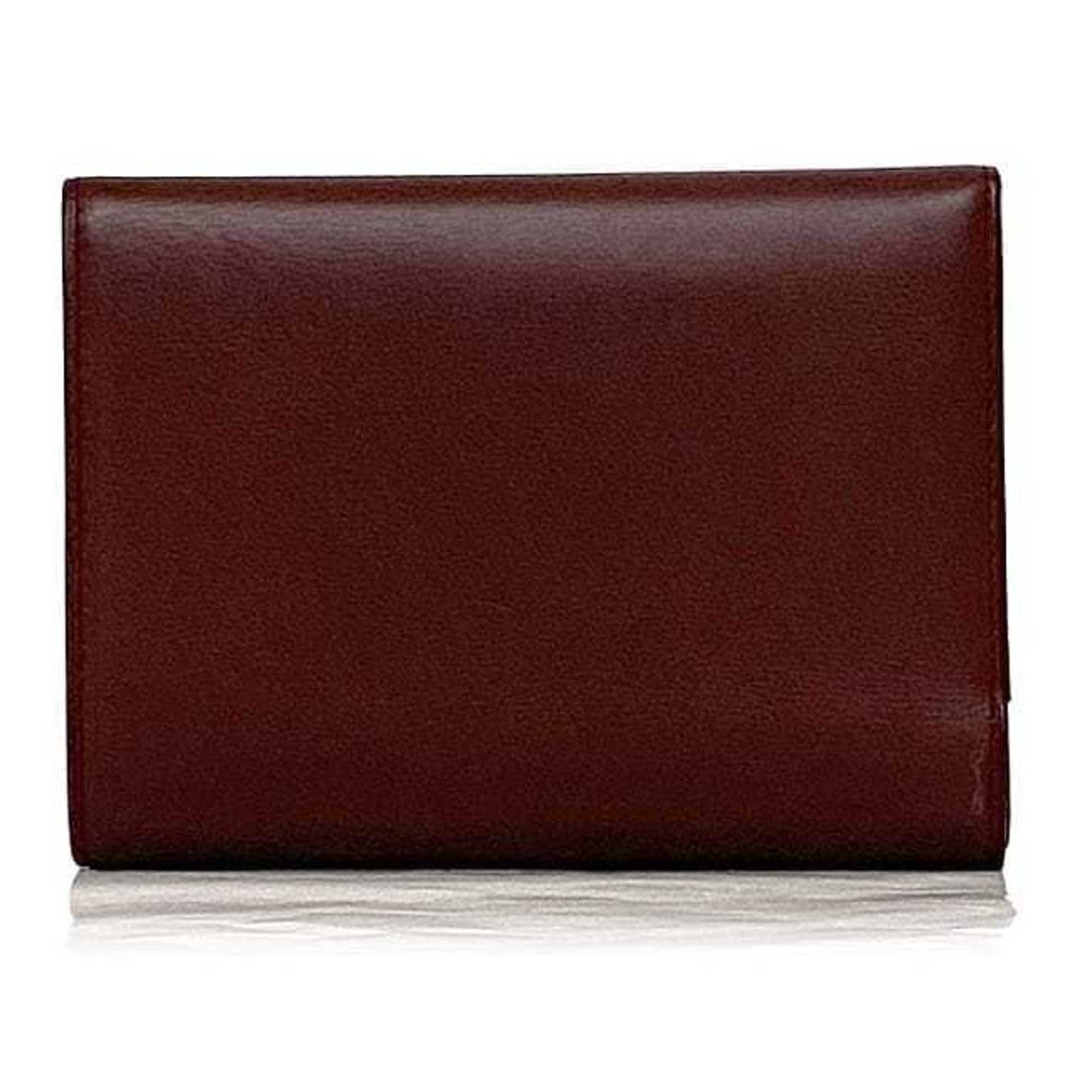 Cartier Bordeaux Leather Wallet (Tri-Fold) (Pre-Owned)