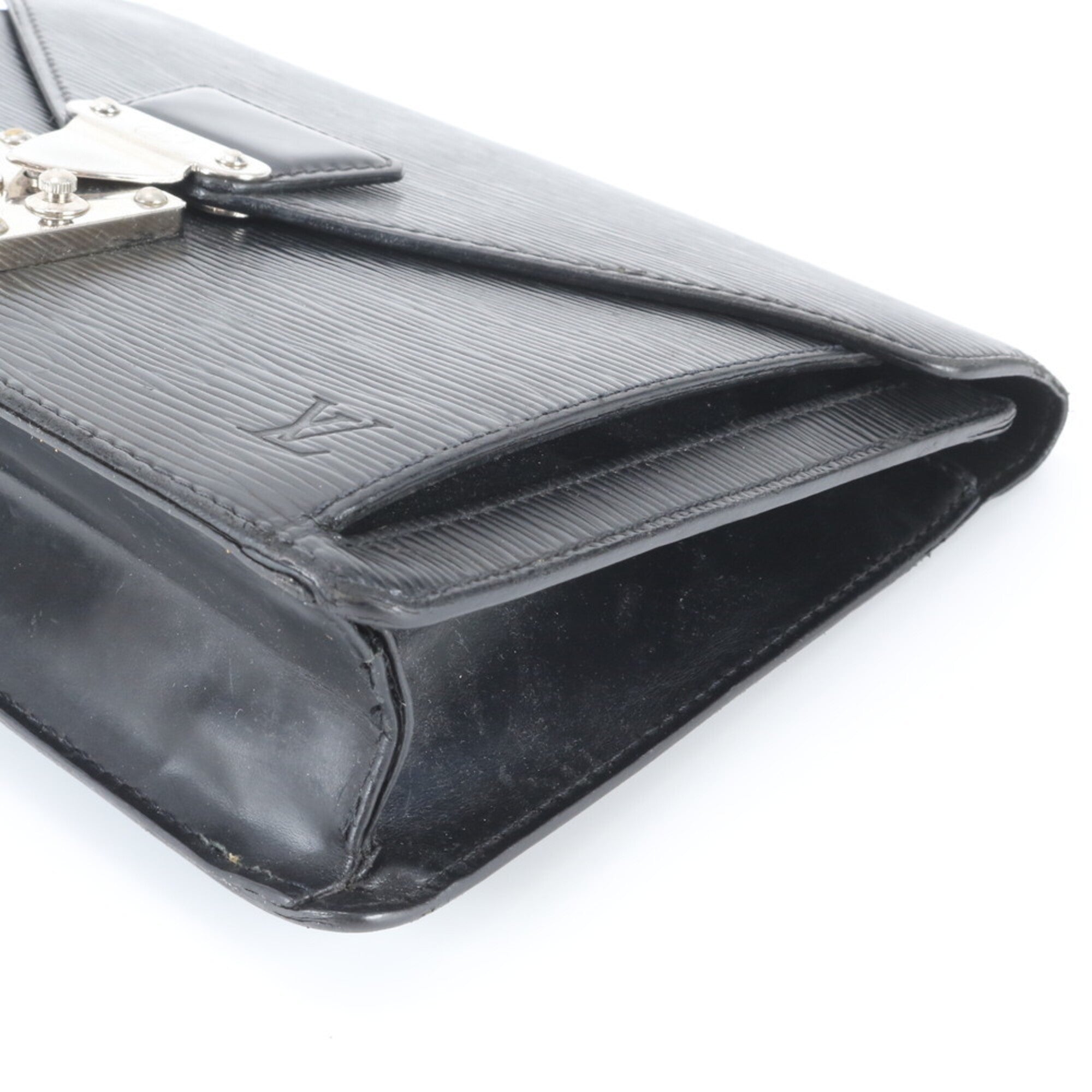 Louis Vuitton Noir Leather Handbag Pochette Pouch (Pre-Owned)